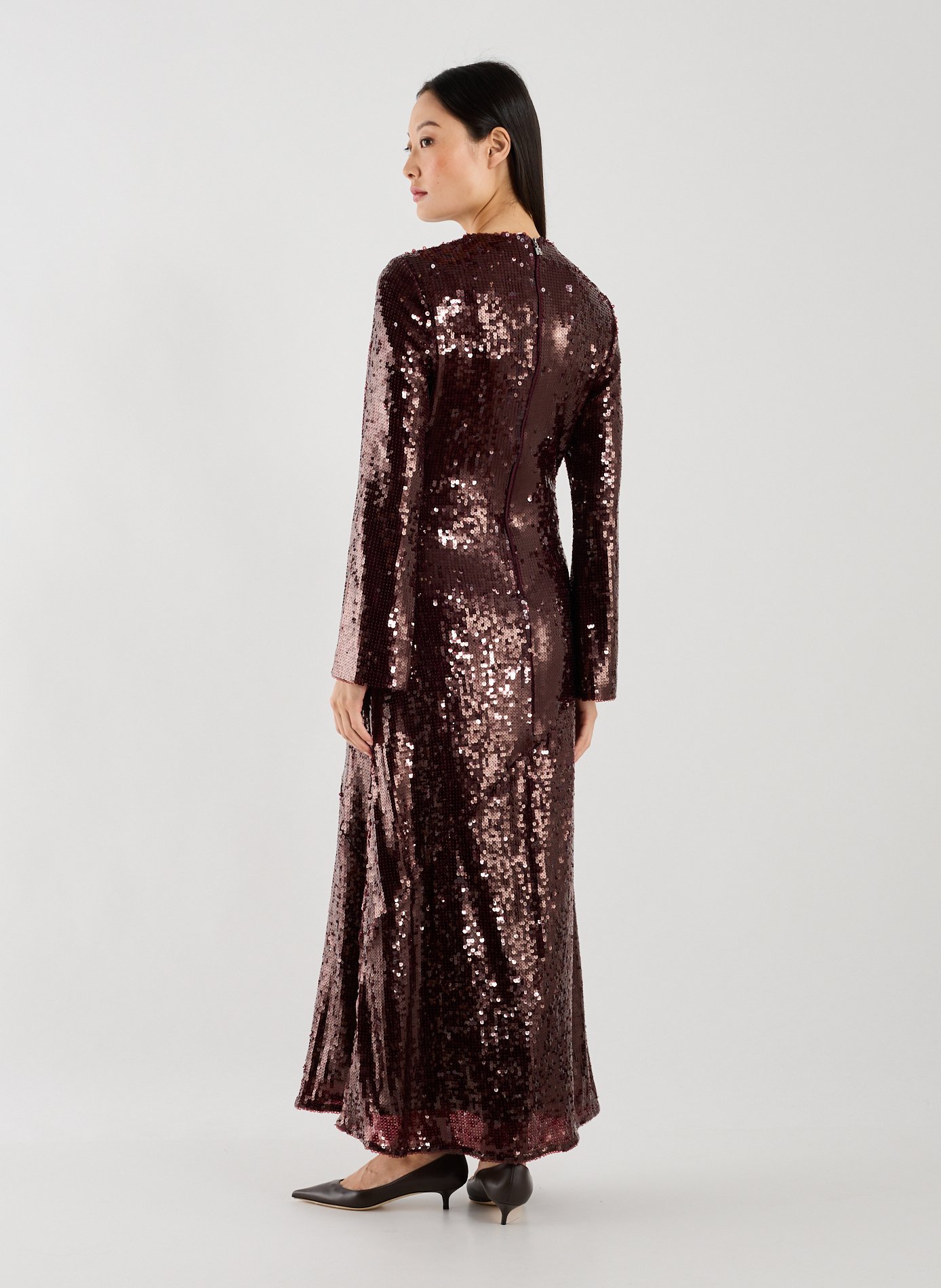 Robe longue à sequins ROTATE Rouge