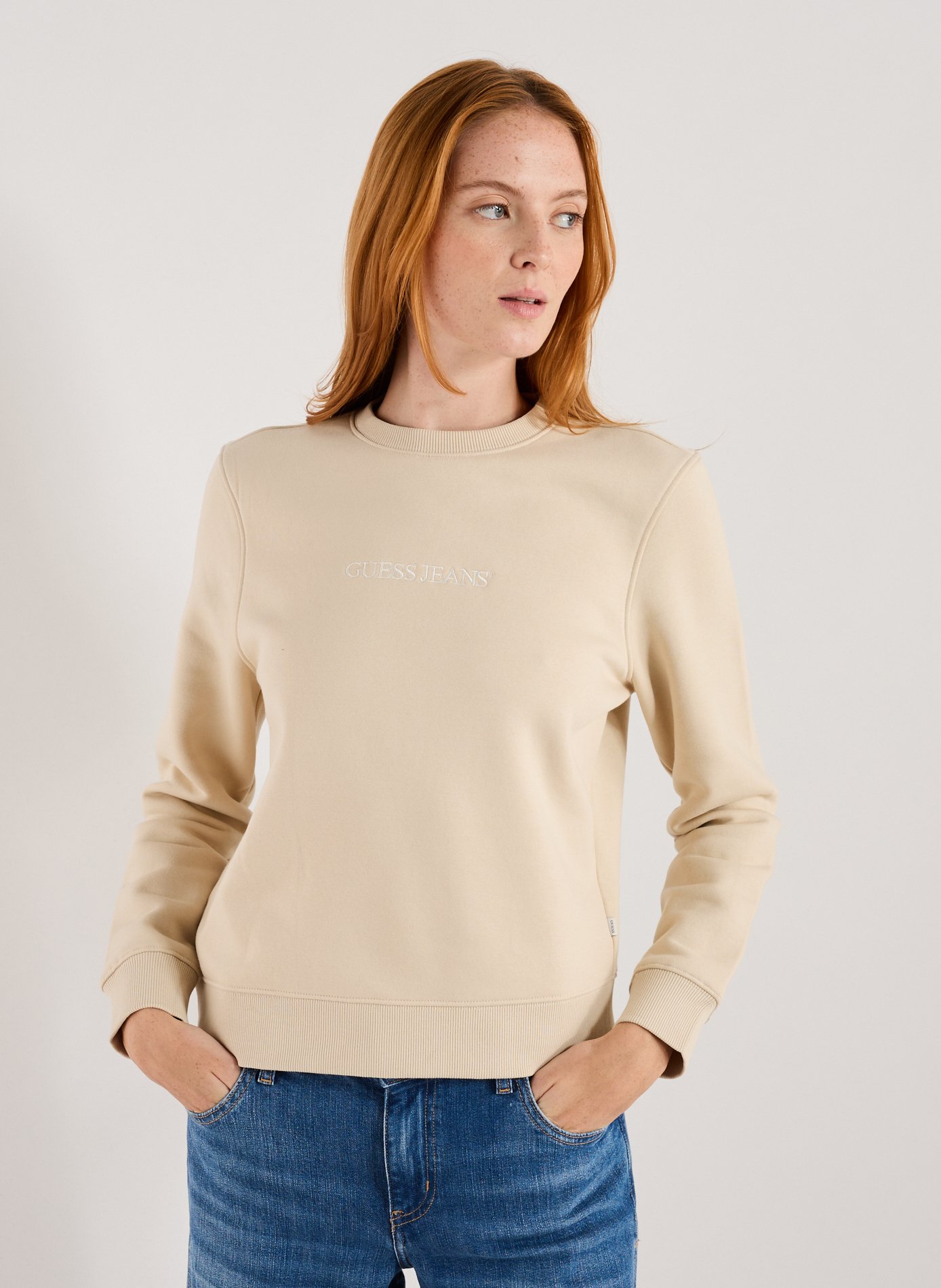 GUESS Cotton sweatshirt Beige