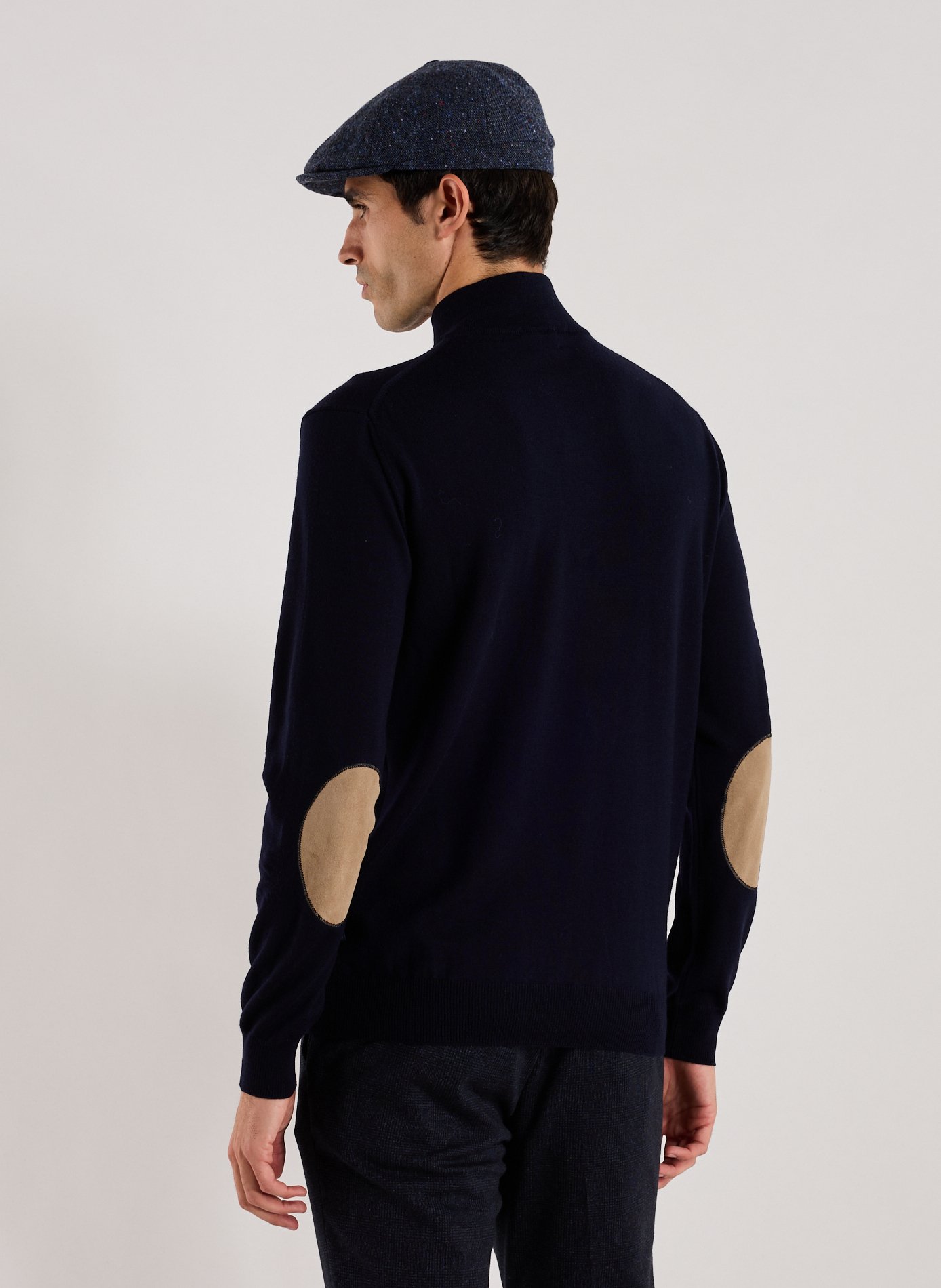 Pull col zippé en laine mérinos FACONNABLE Bleu