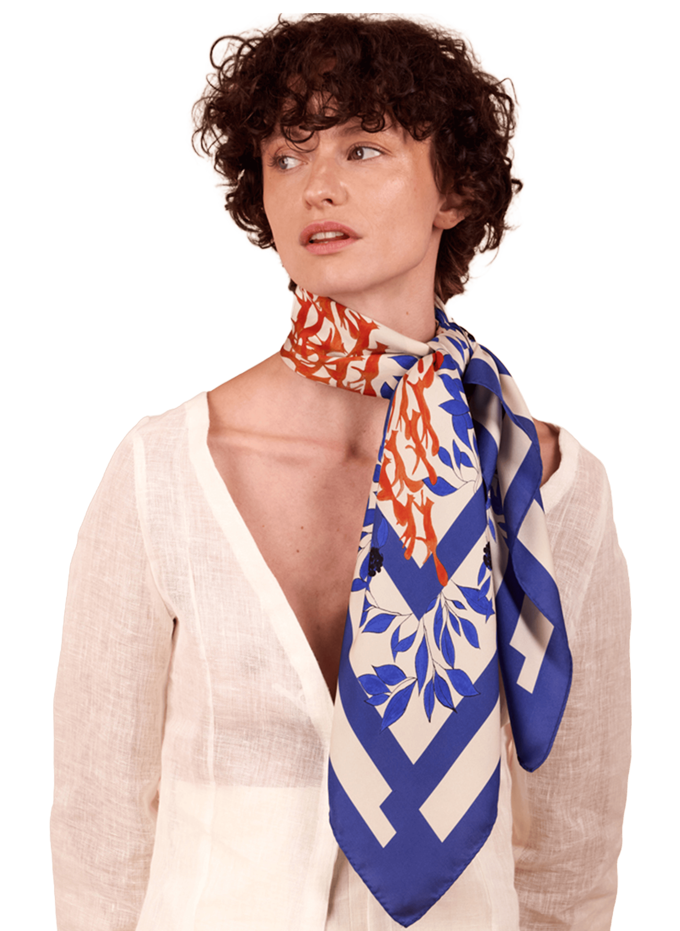 Pas de deux - Carré 90 imprimé en soie PETITJEAN PARIS Multicolore
