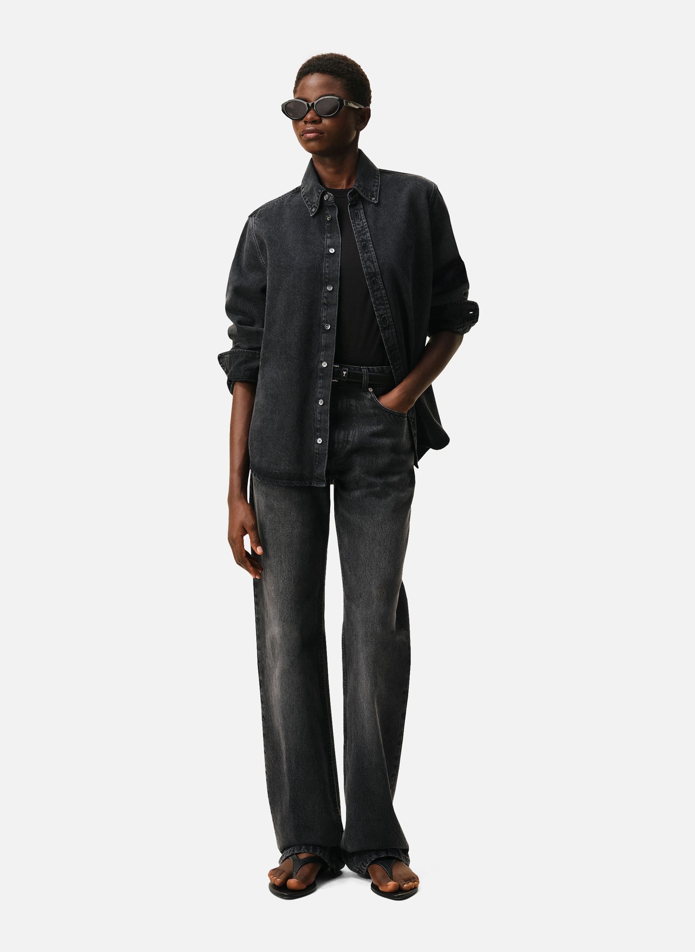 Chemise denim ami de coeur unisexe en coton AMI PARIS Noir