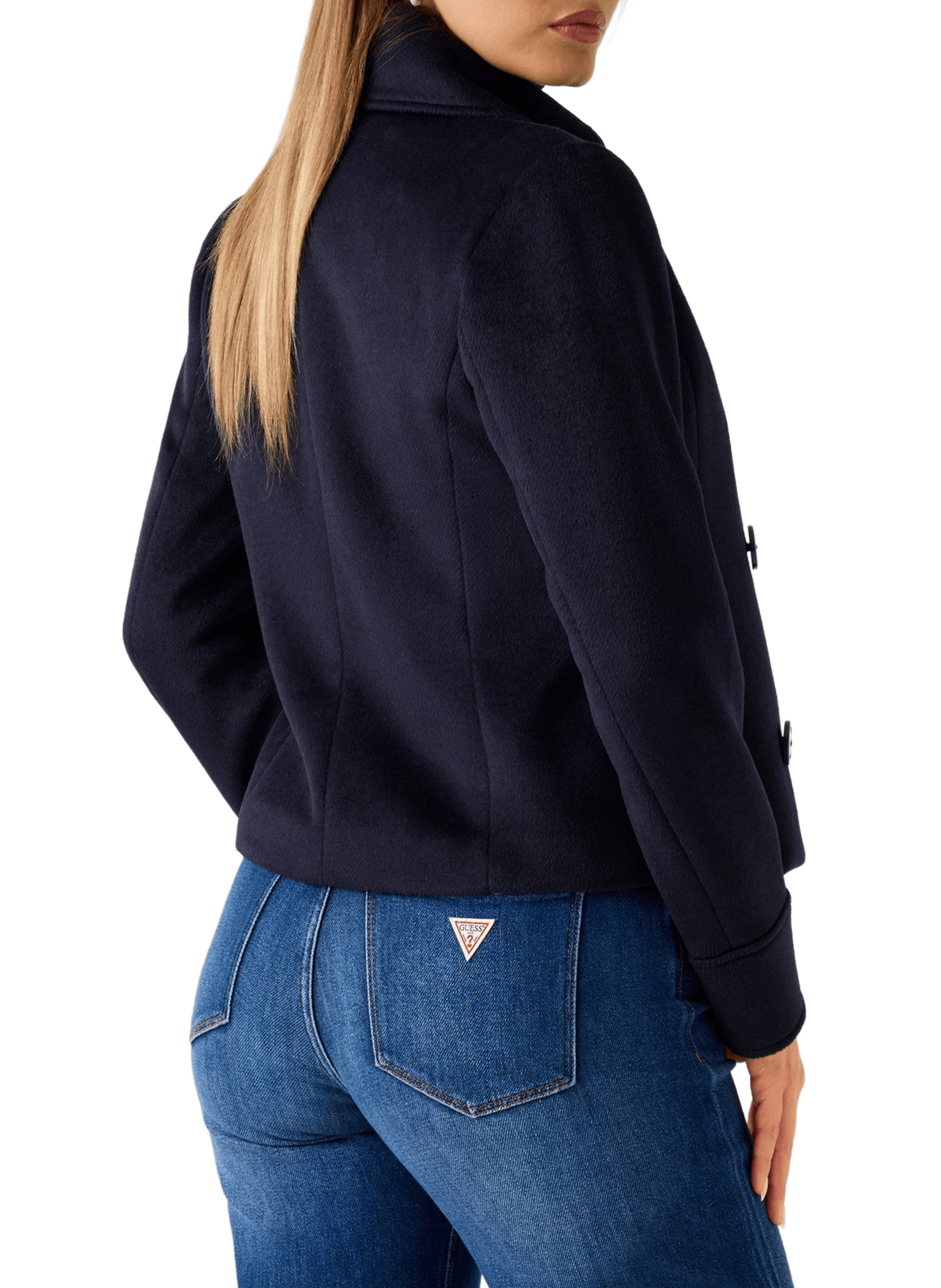 Manteau court en laine mélangé GUESS Bleu