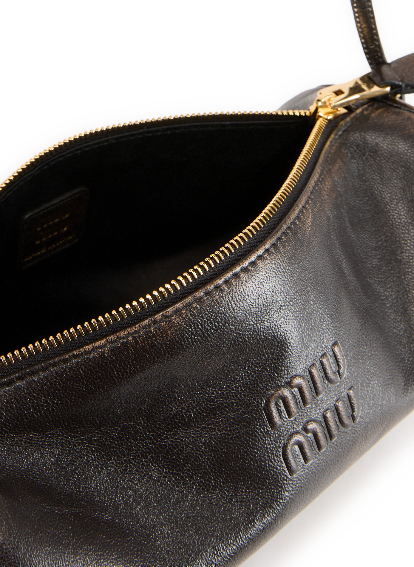 Sac forme trousse en cuir MIU MIU Marron