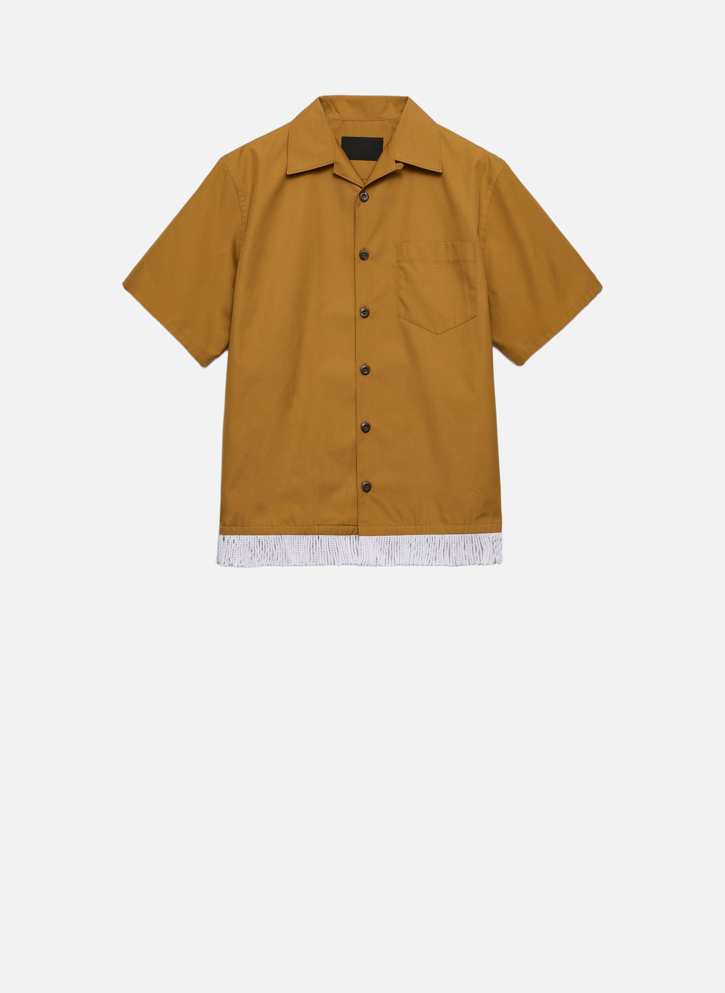 Chemise bowling à franges en mélange de coton PRADA Jaune