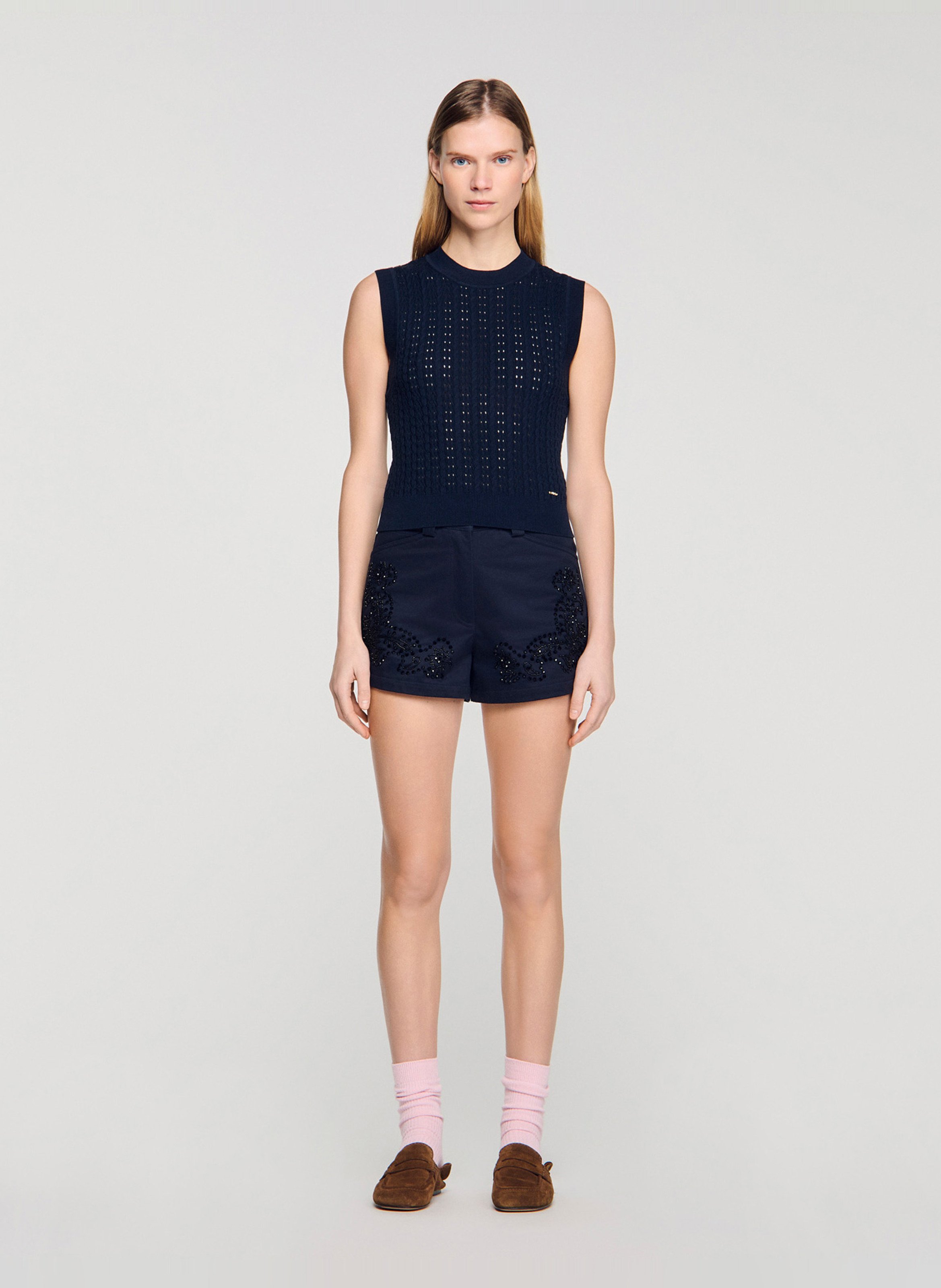 Pull col rond SANDRO Bleu