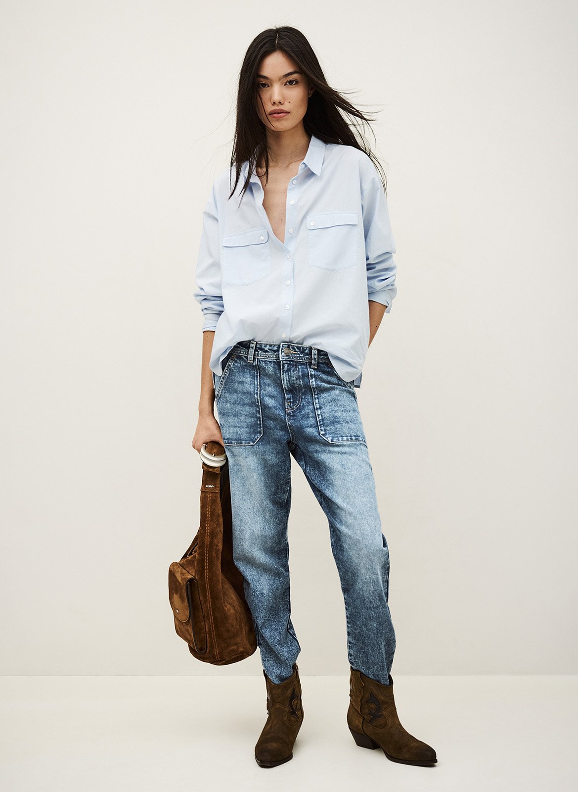 Jean droit en coton mélangé mally BA&SH Bleu