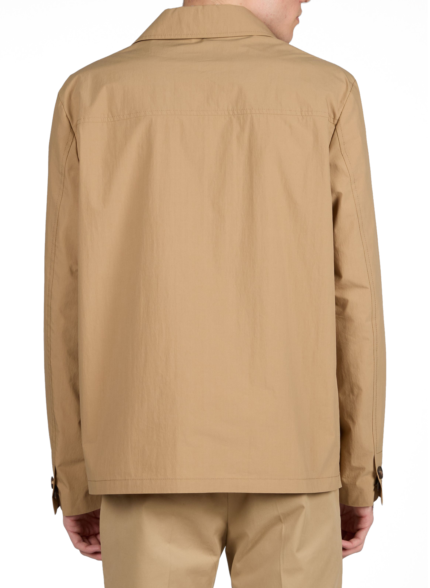 Solid overshirt with classic collar in blended cotton SLOWEAR Beige