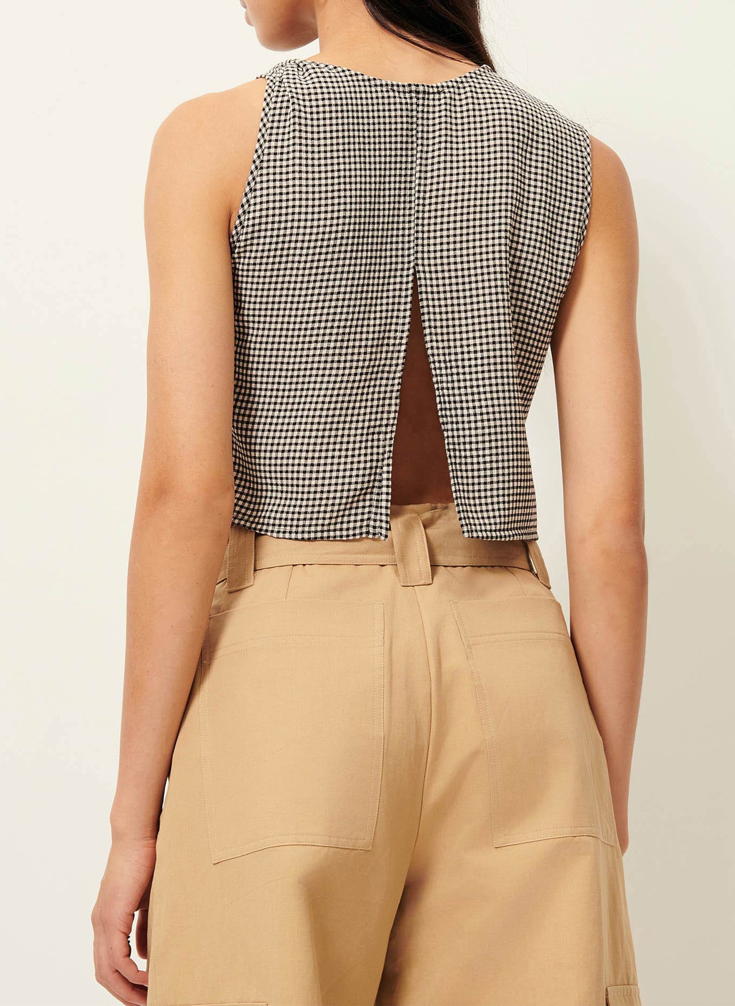 Top droit col asymétrique imprimé luma SESSUN Gris