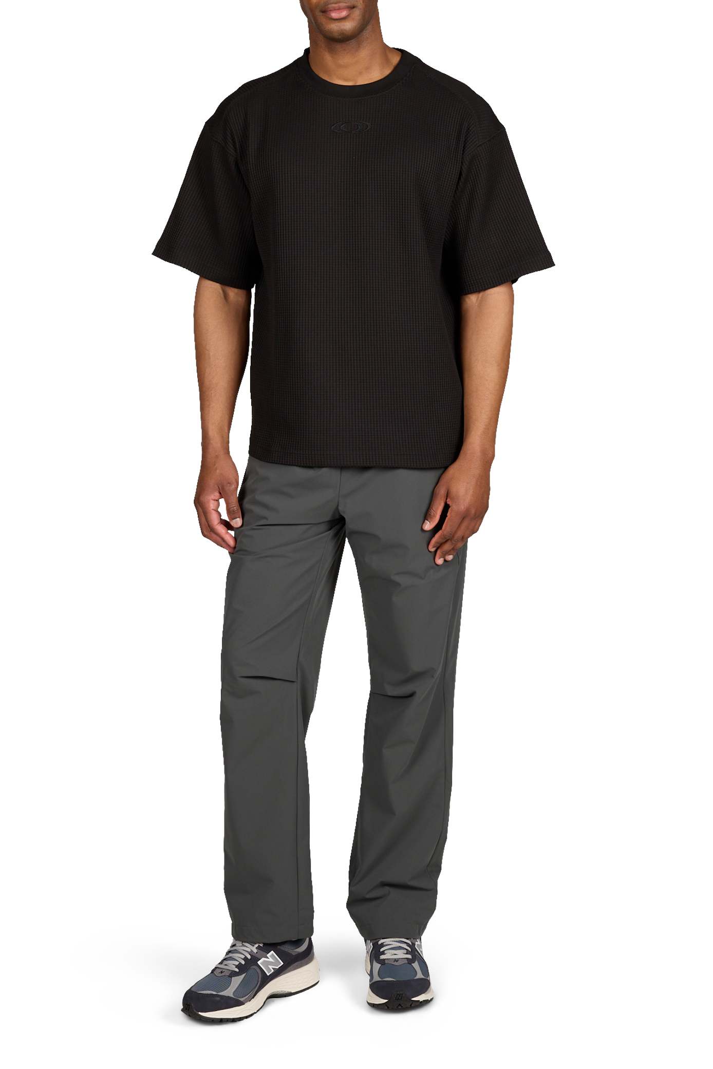 T-shirt ample en maille gaufrée RAINS Noir