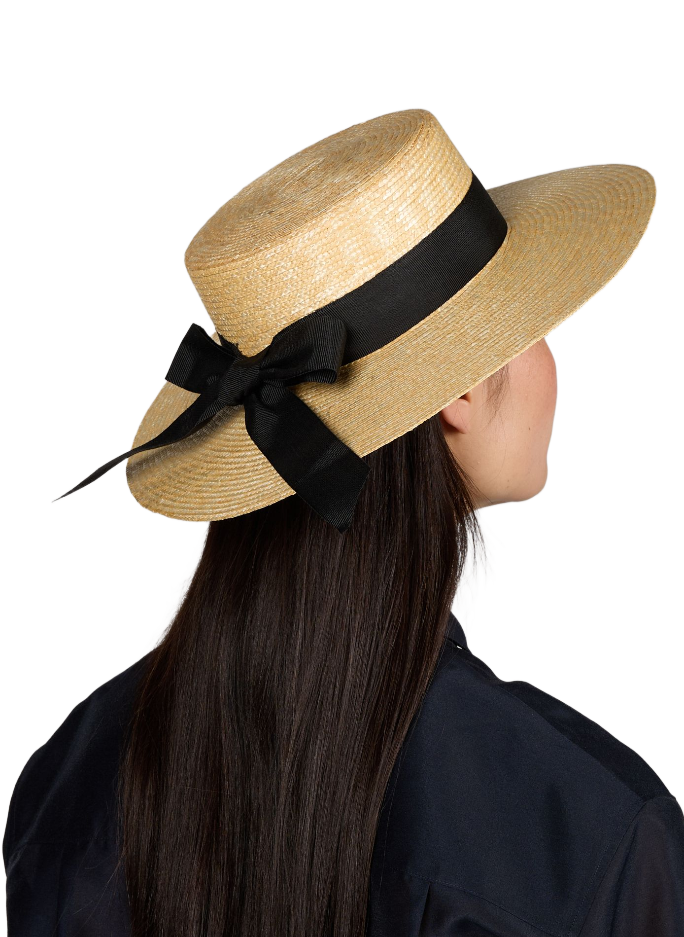 Chapeau rond en paille à ruban AU PRINTEMPS PARIS Beige