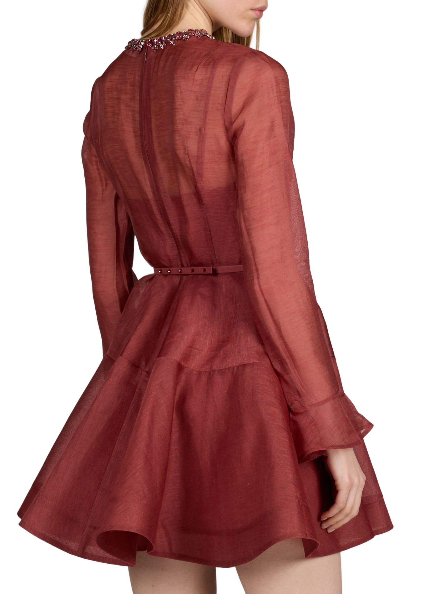 Mini robe péplum Alchemy en lin et soie  ZIMMERMANN Rouge