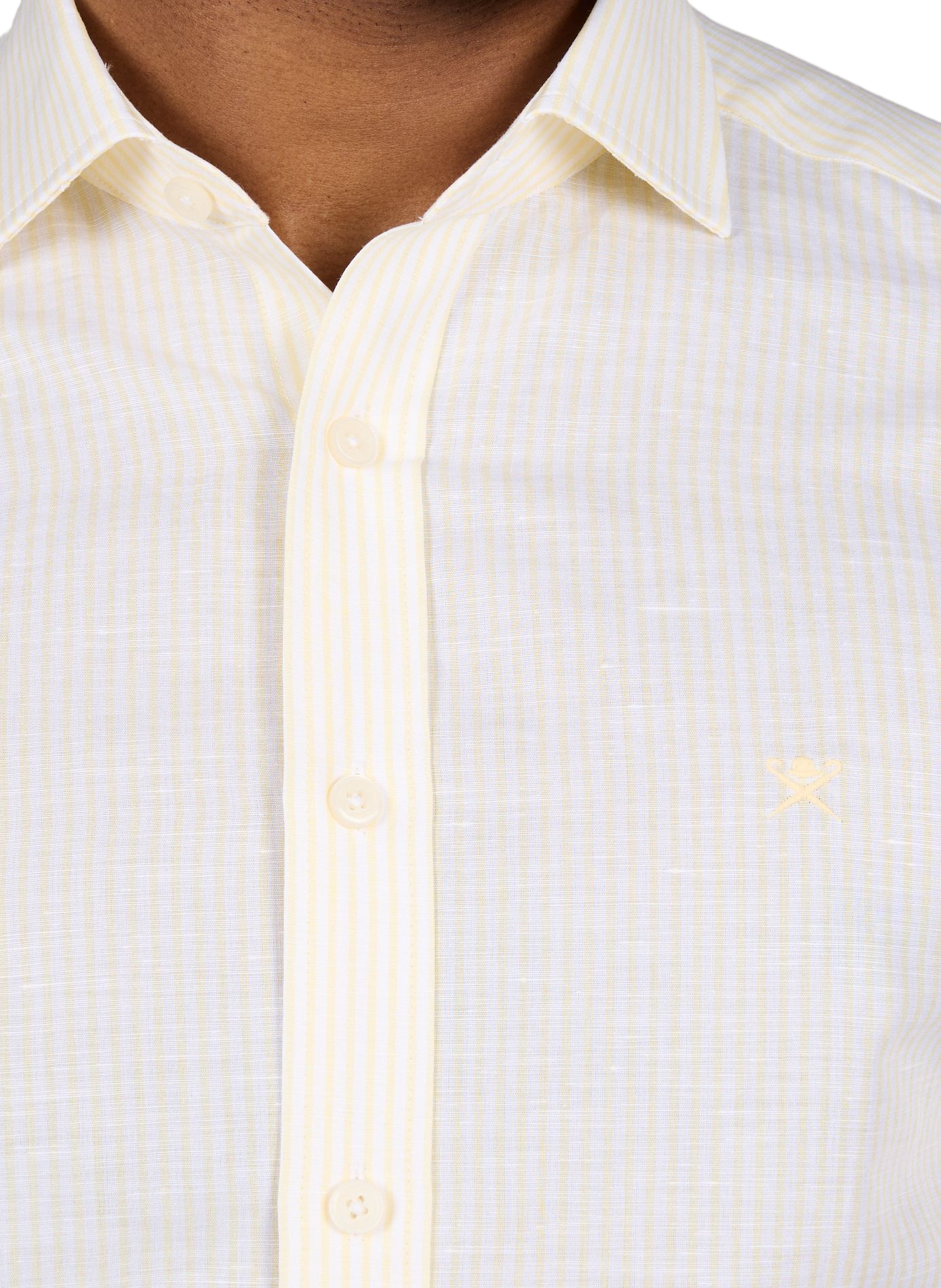 Chemise à rayures en lin HACKETT Jaune