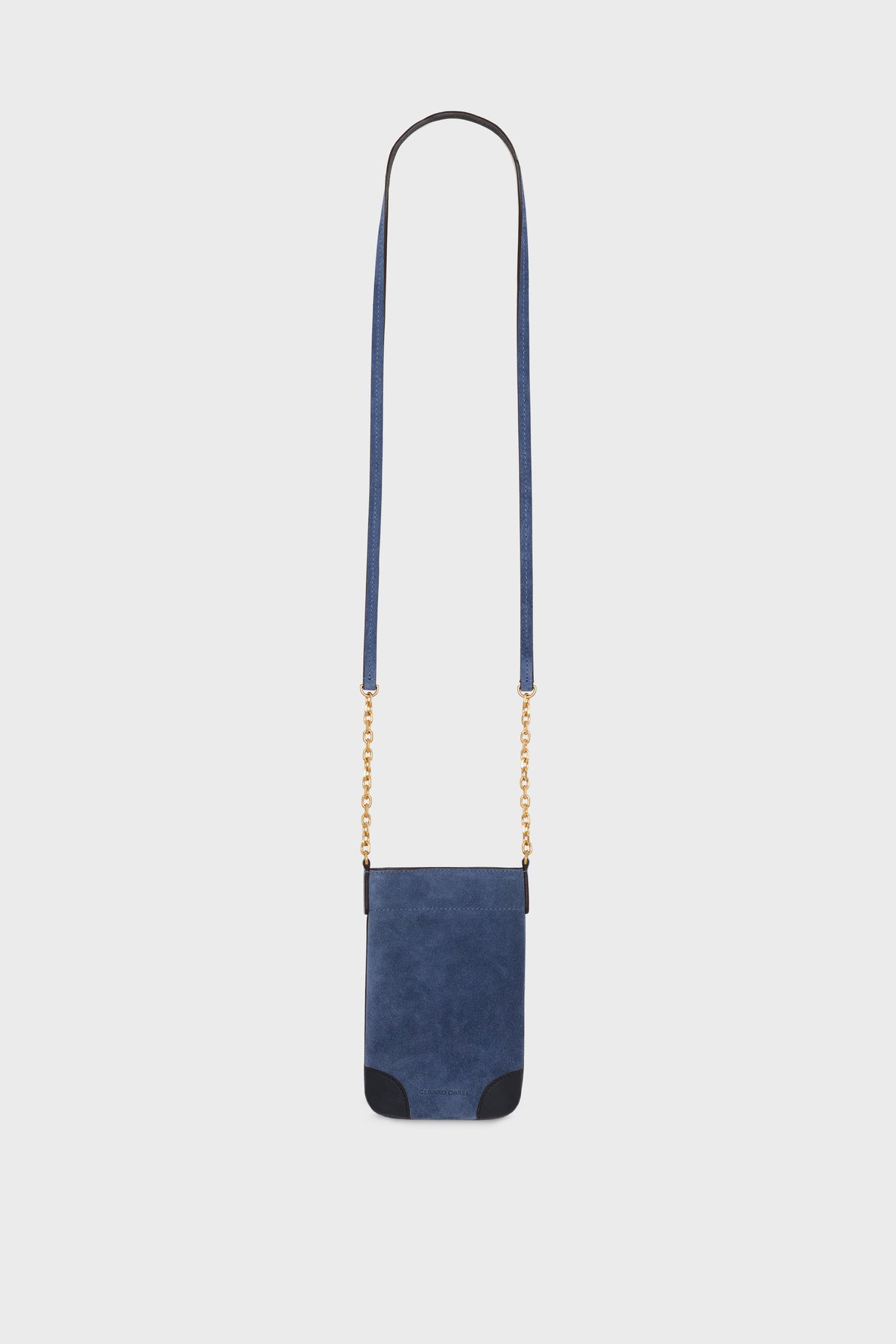 Porte téléphone en cuir velours - le charlotte phone Bleu