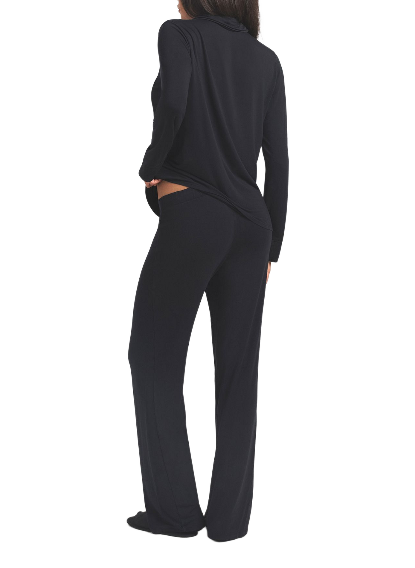 Set aus einfarbiger langer Pyjama. SKIMS Schwarz