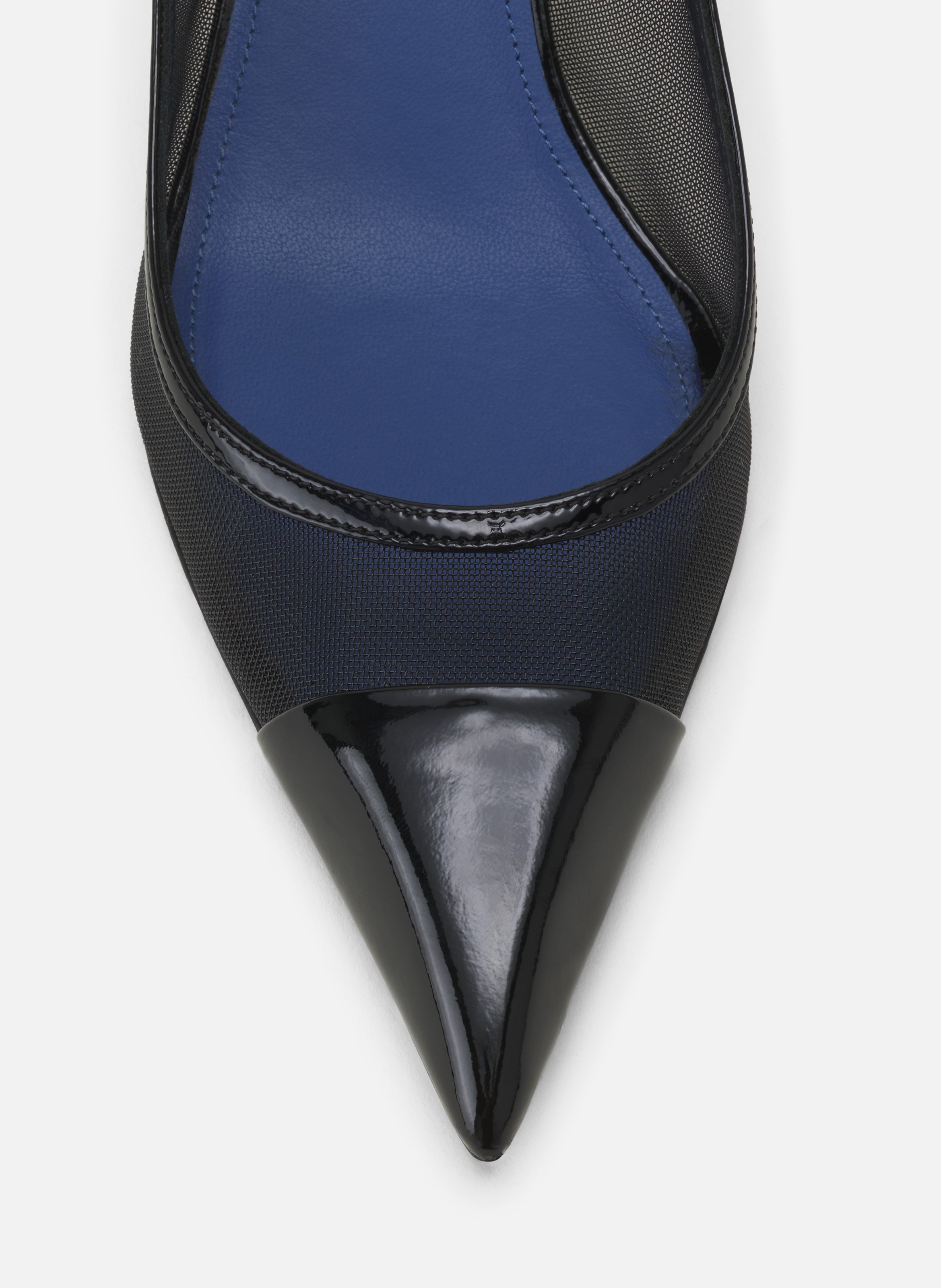 Slingback nocturne en mesh et cuir patent LANVIN Noir