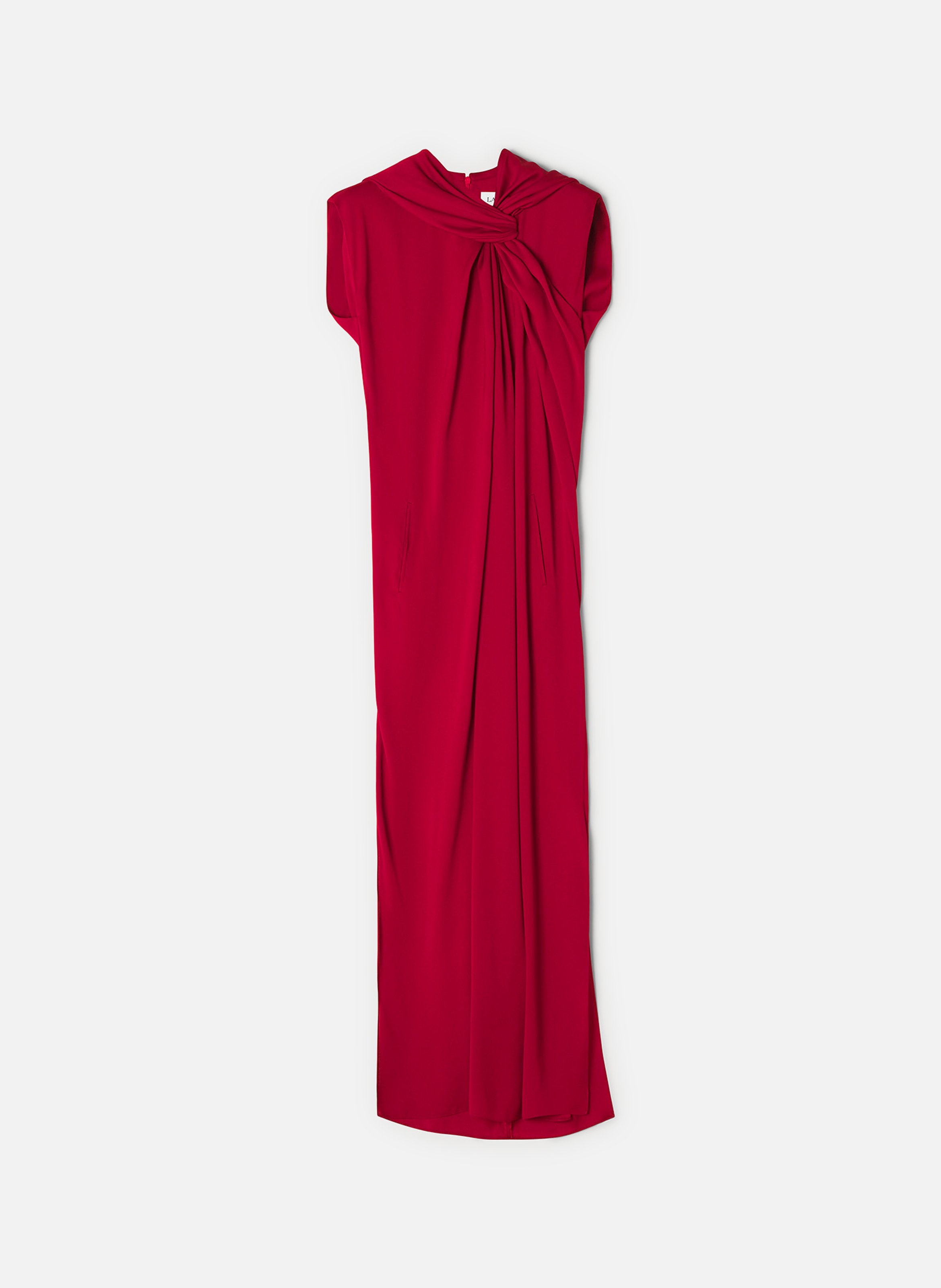 Robe longue nouée en satin LANVIN Rouge