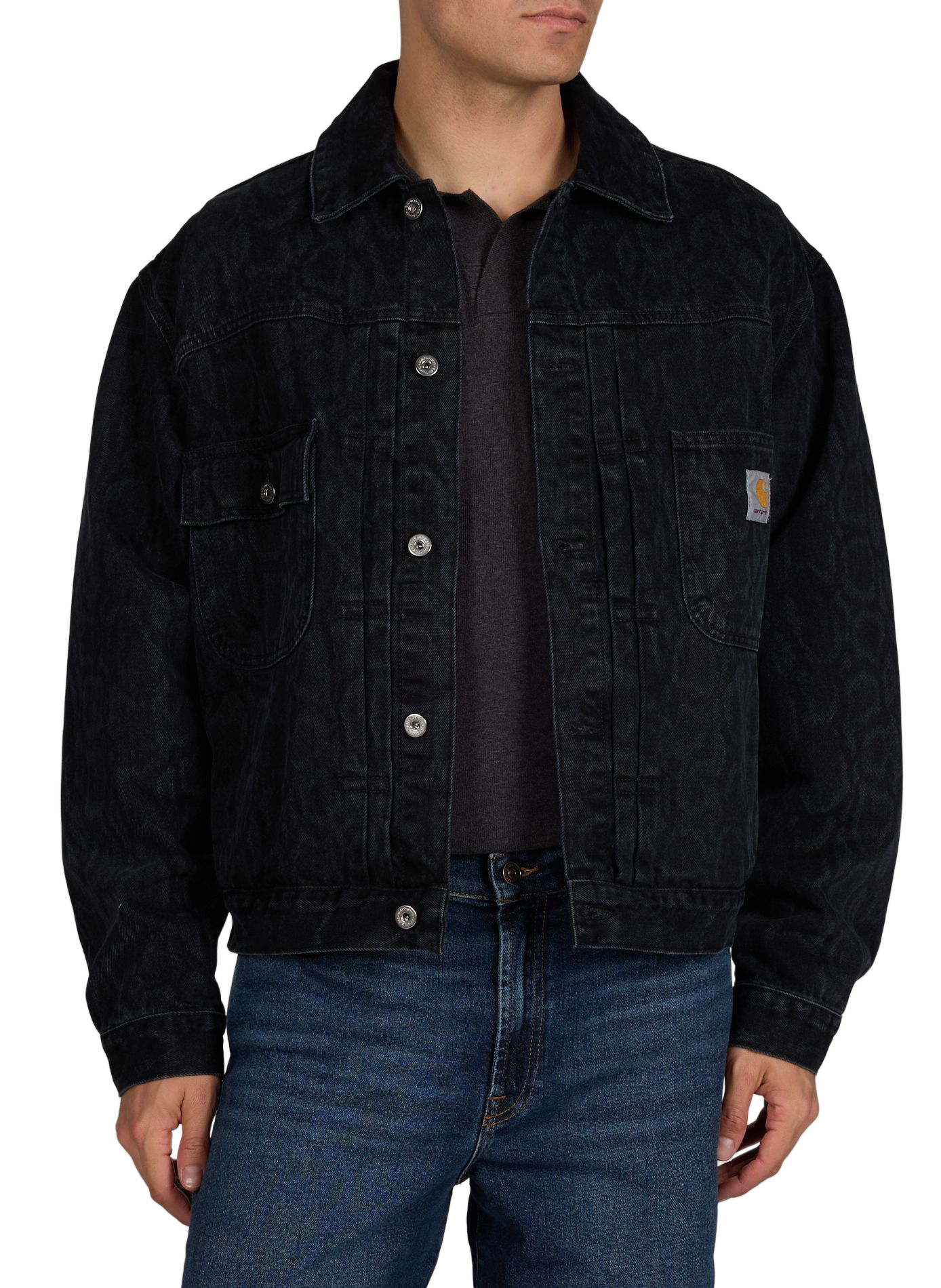 Jacket with classic cotton denim collar CARHARTT WIP Black