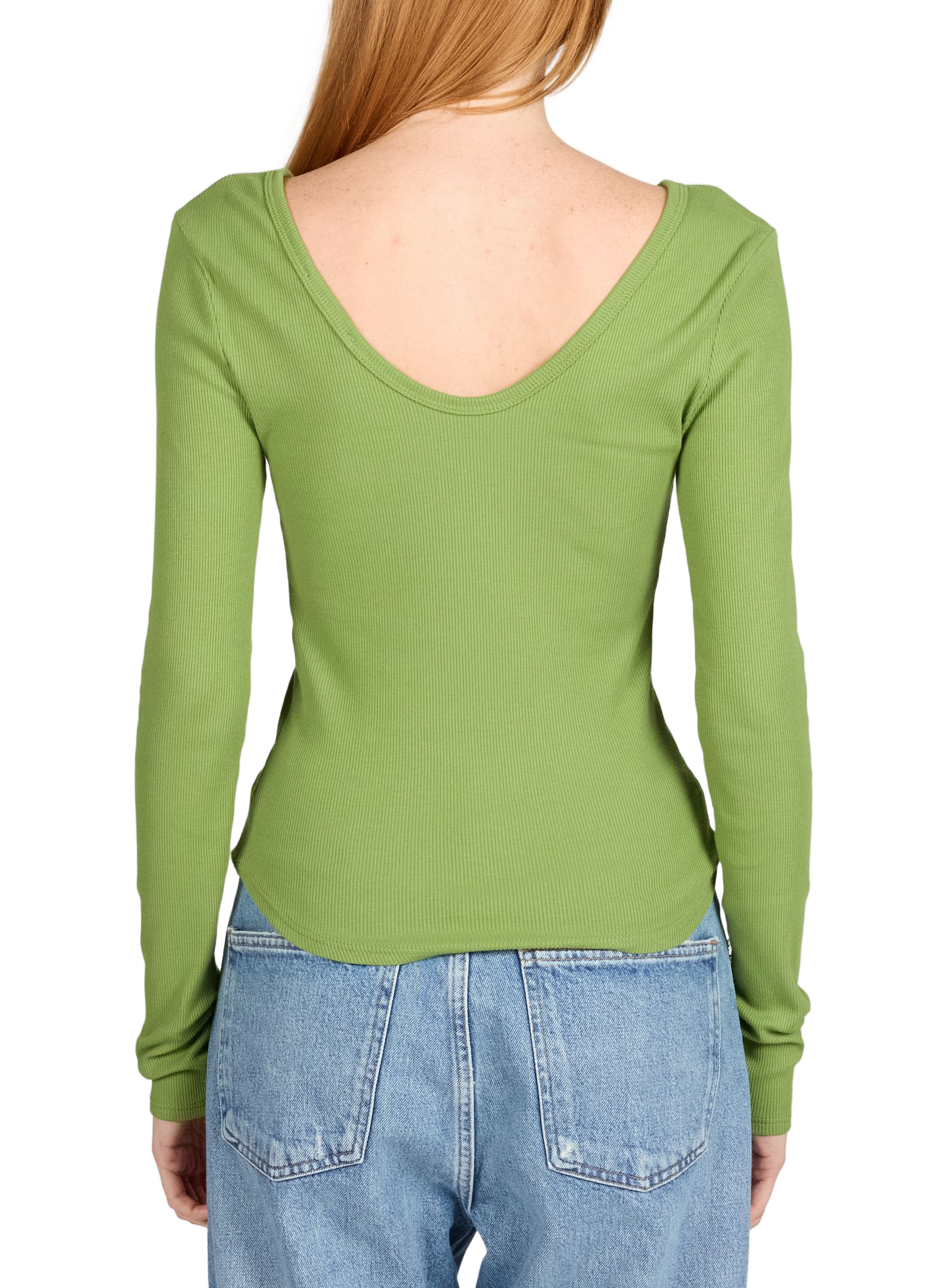 Geripptes Baumwollmischungs-Top Wendy TOPSHOP Grun