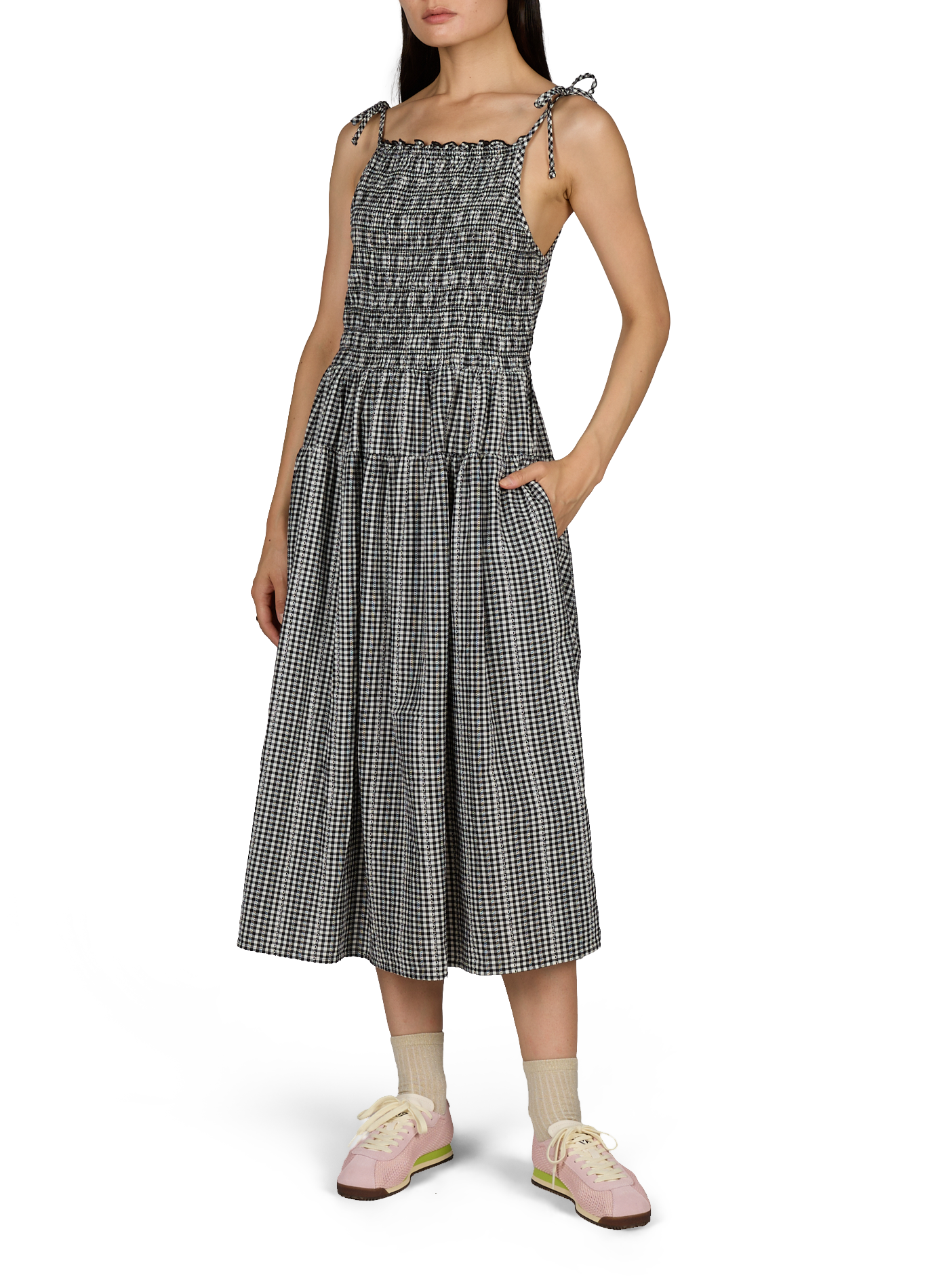Kleid mit karierten Mustern und verstellbaren Trägern aus Baumwolle LEVI'S Schwarz