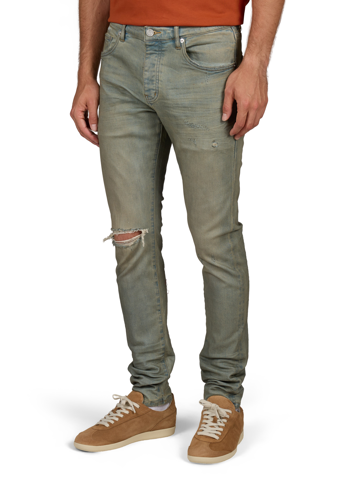 Ripped slim fit jeans in blended cotton PURPLE BRAND Blue