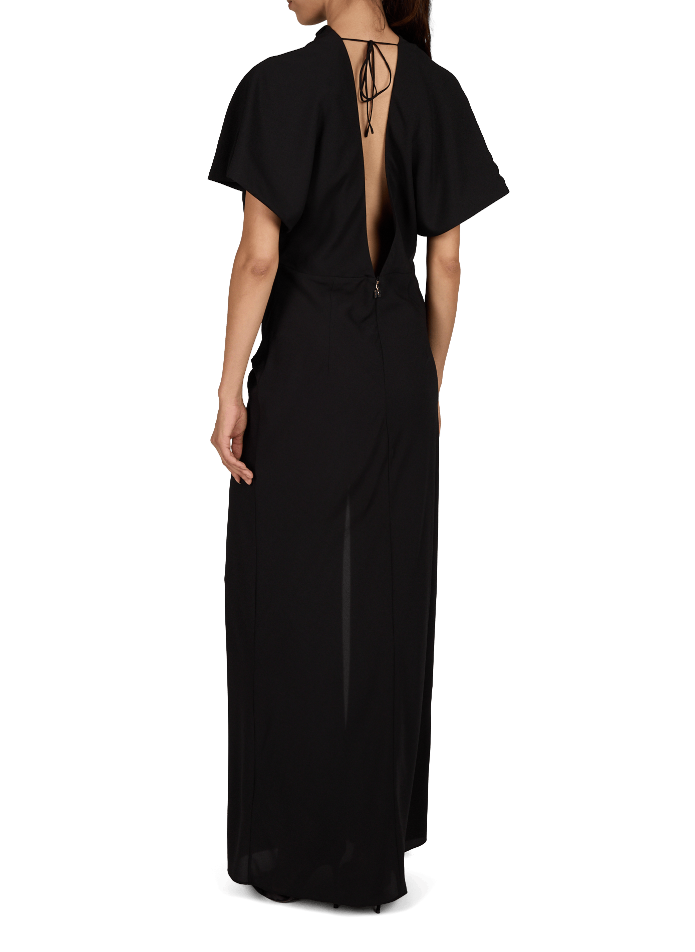Robe longue drapée avec fente ROTATE Noir