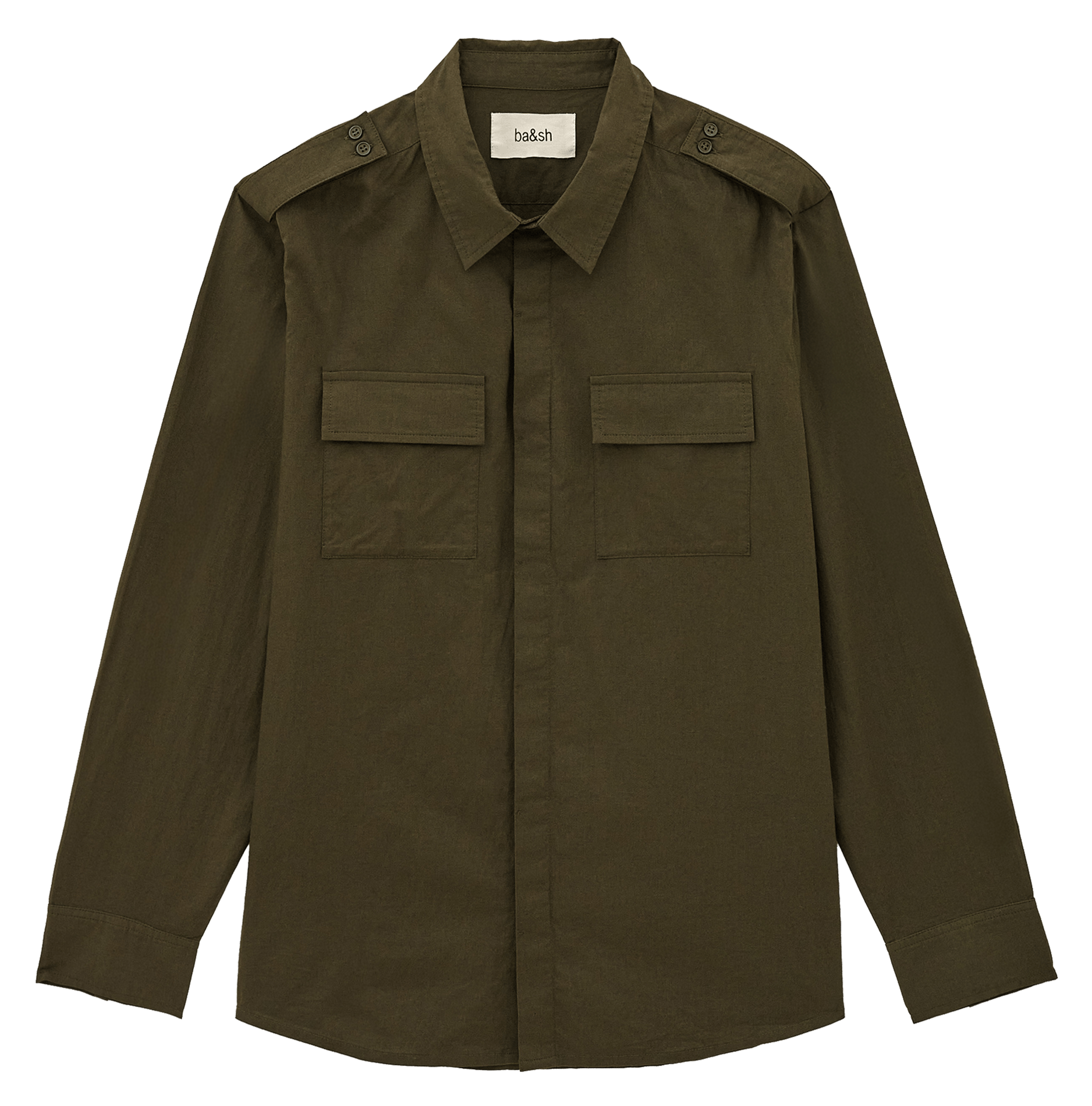 Chemise droite en coton palani BA&SH Kaki
