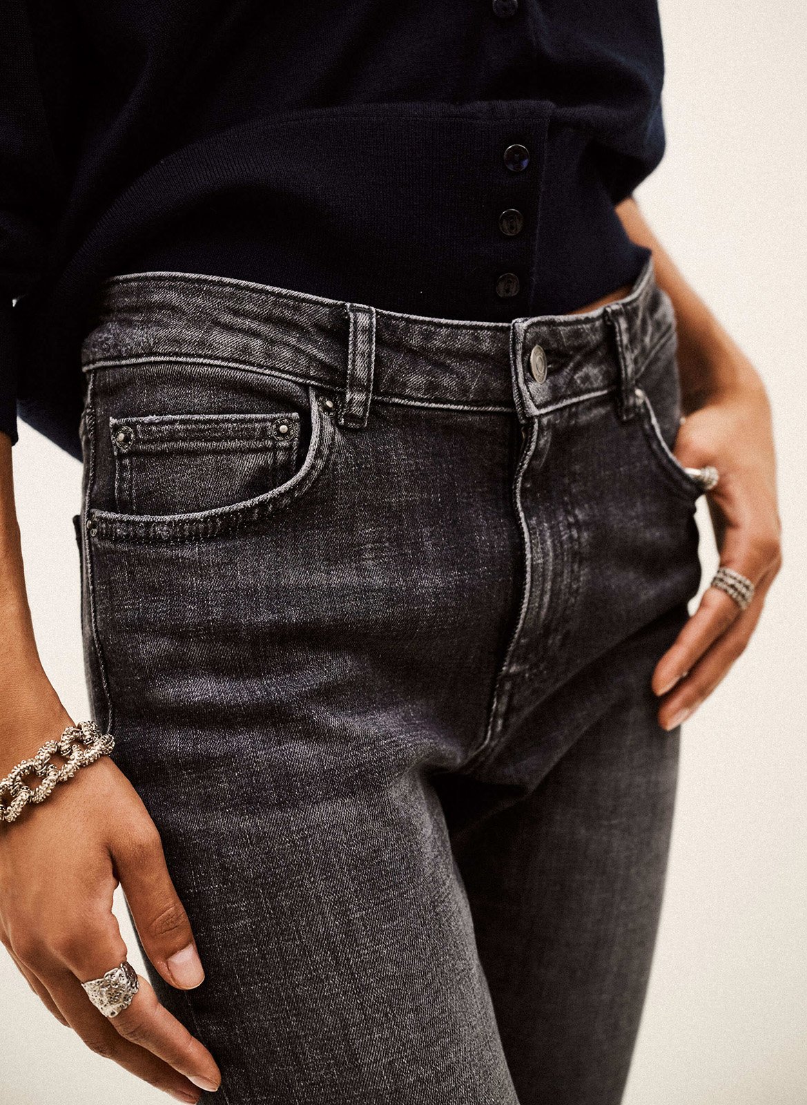 Slim fit jeans van gemengd katoen niko BA&SH Grijs