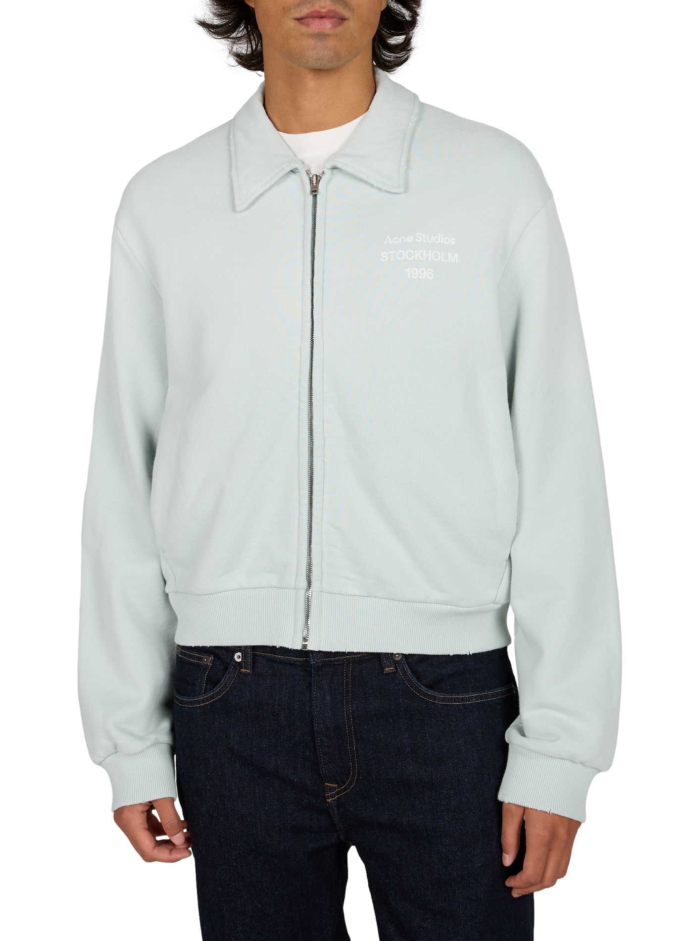 Sweat zippé en coton mélangé ACNE STUDIOS Bleu