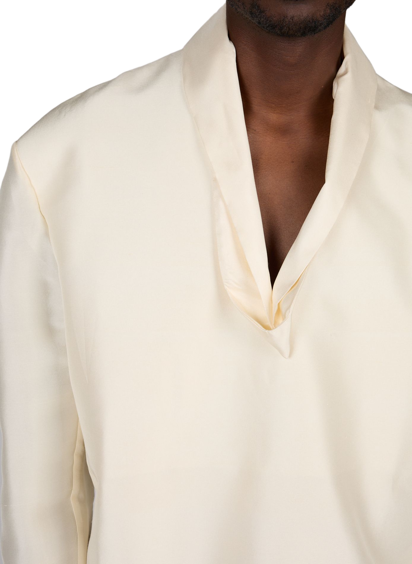Oversized Artista Top with Silk Scarf Collar CAMPILLO Beige