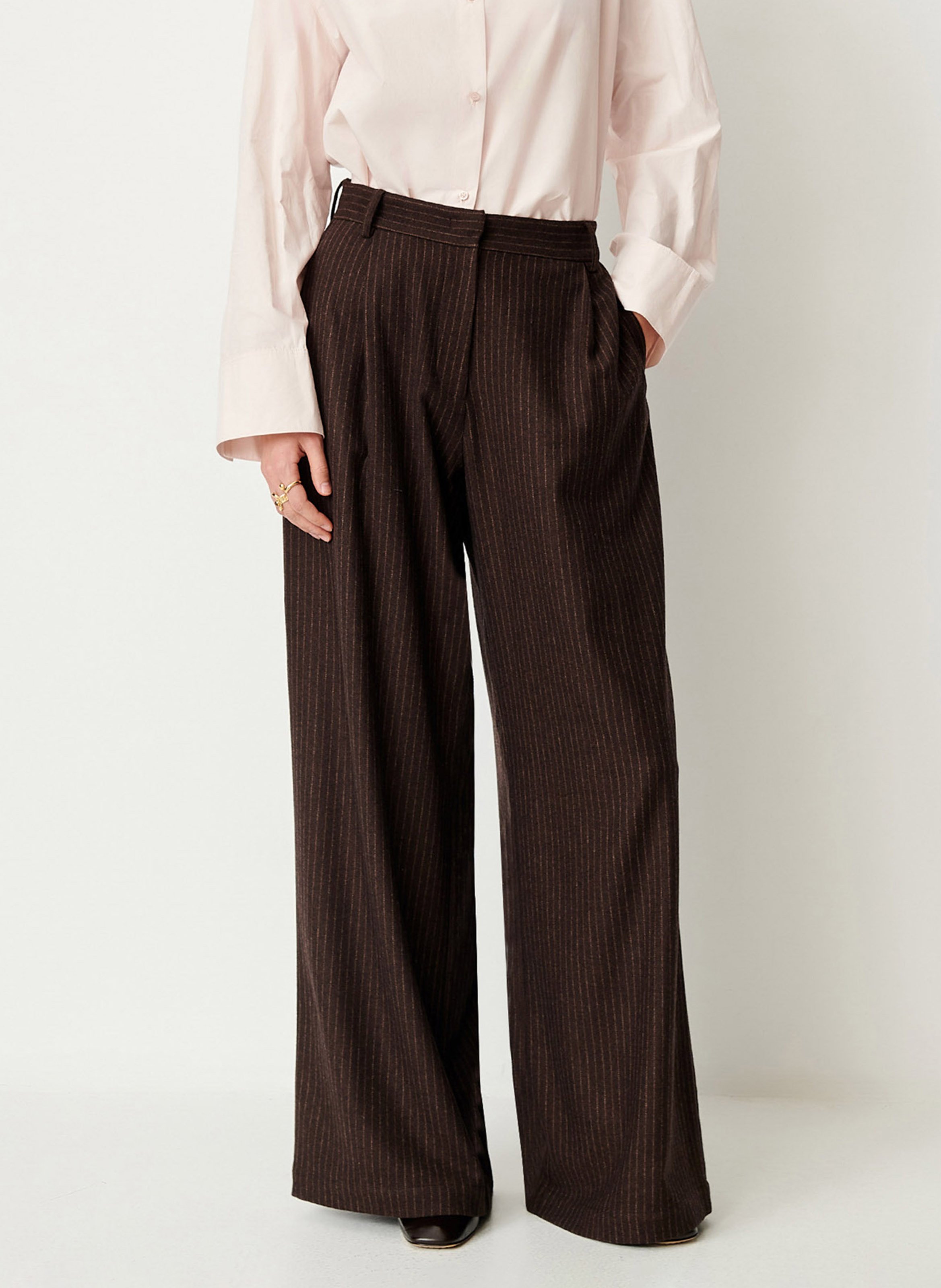 Pantalon large à rayures orozco SESSUN Marron