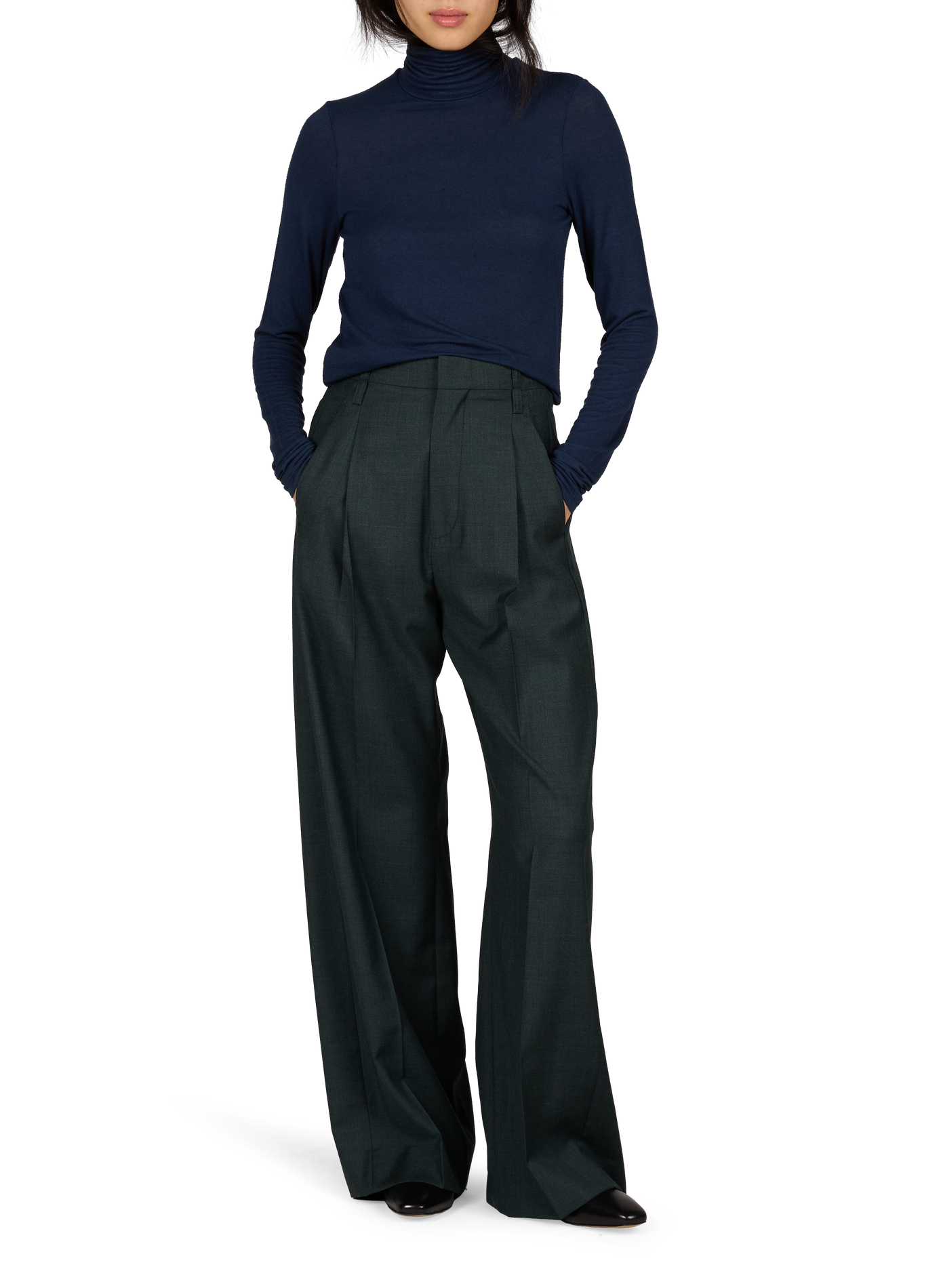 Straight plain turtleneck sweater TELA Blue