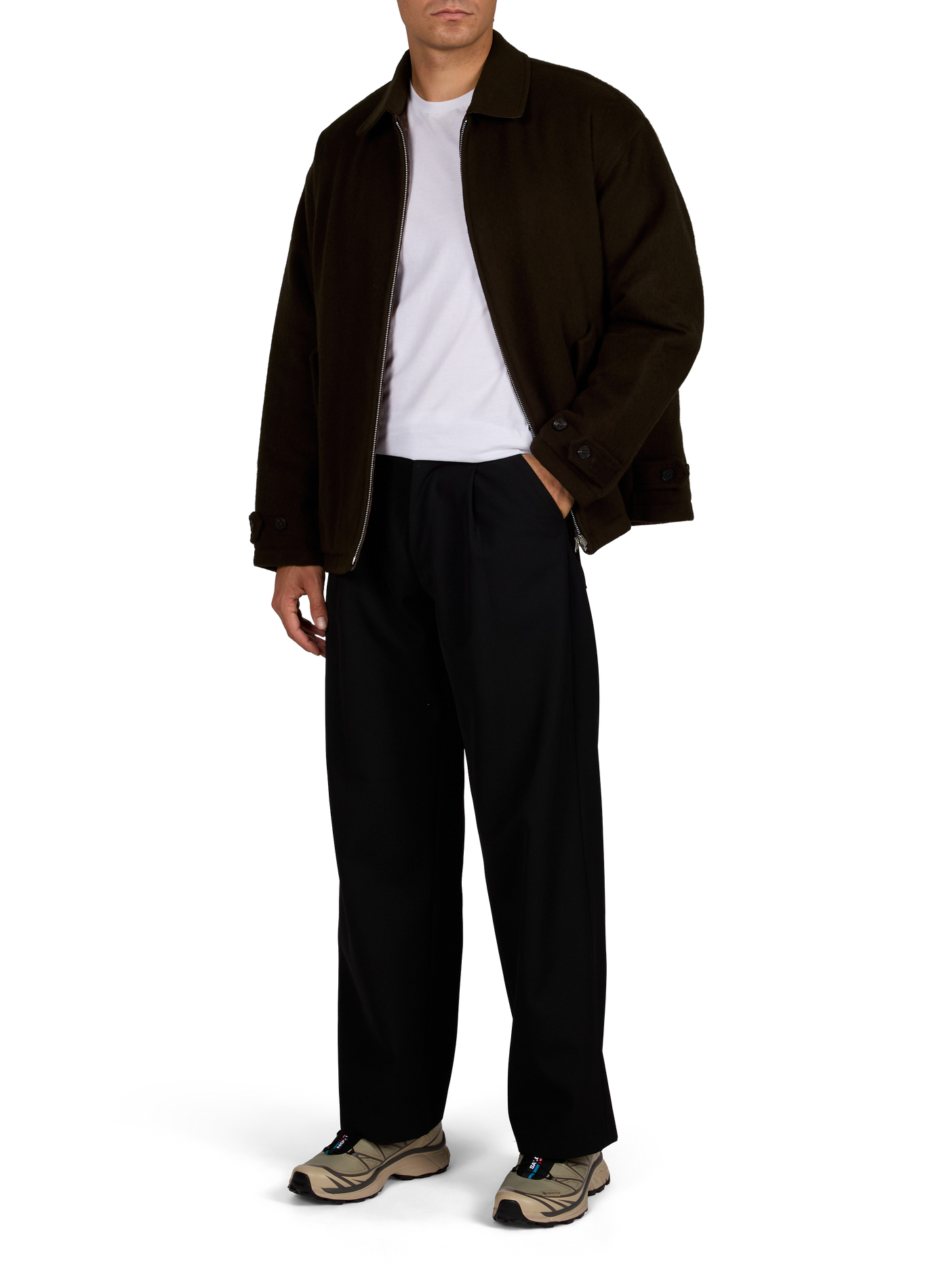 Relaxed-fit wool jacket with a classic collar COMME DES GARCONS HOMME Brown