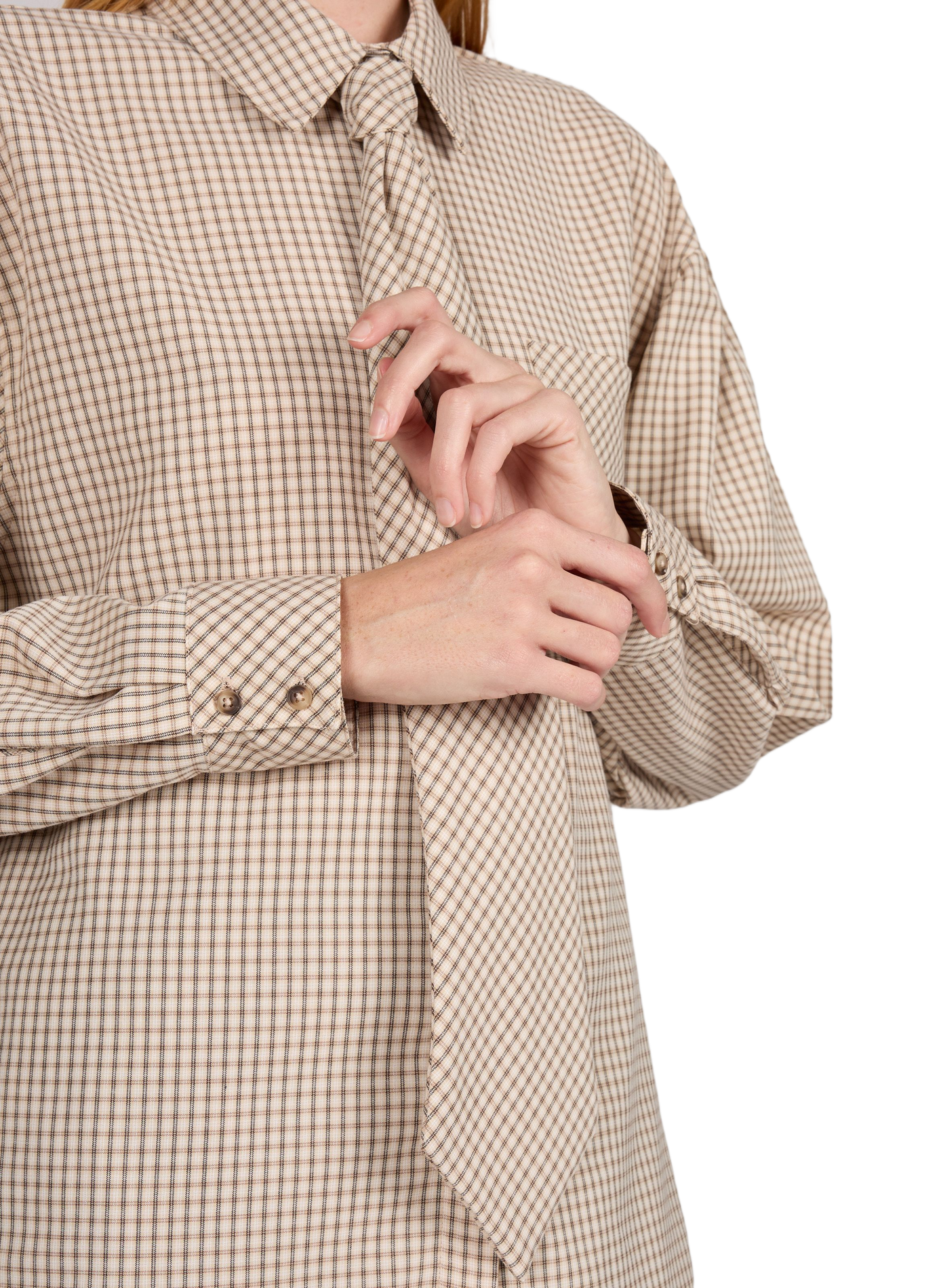 Chemise droite à carreaux  VILA Beige
