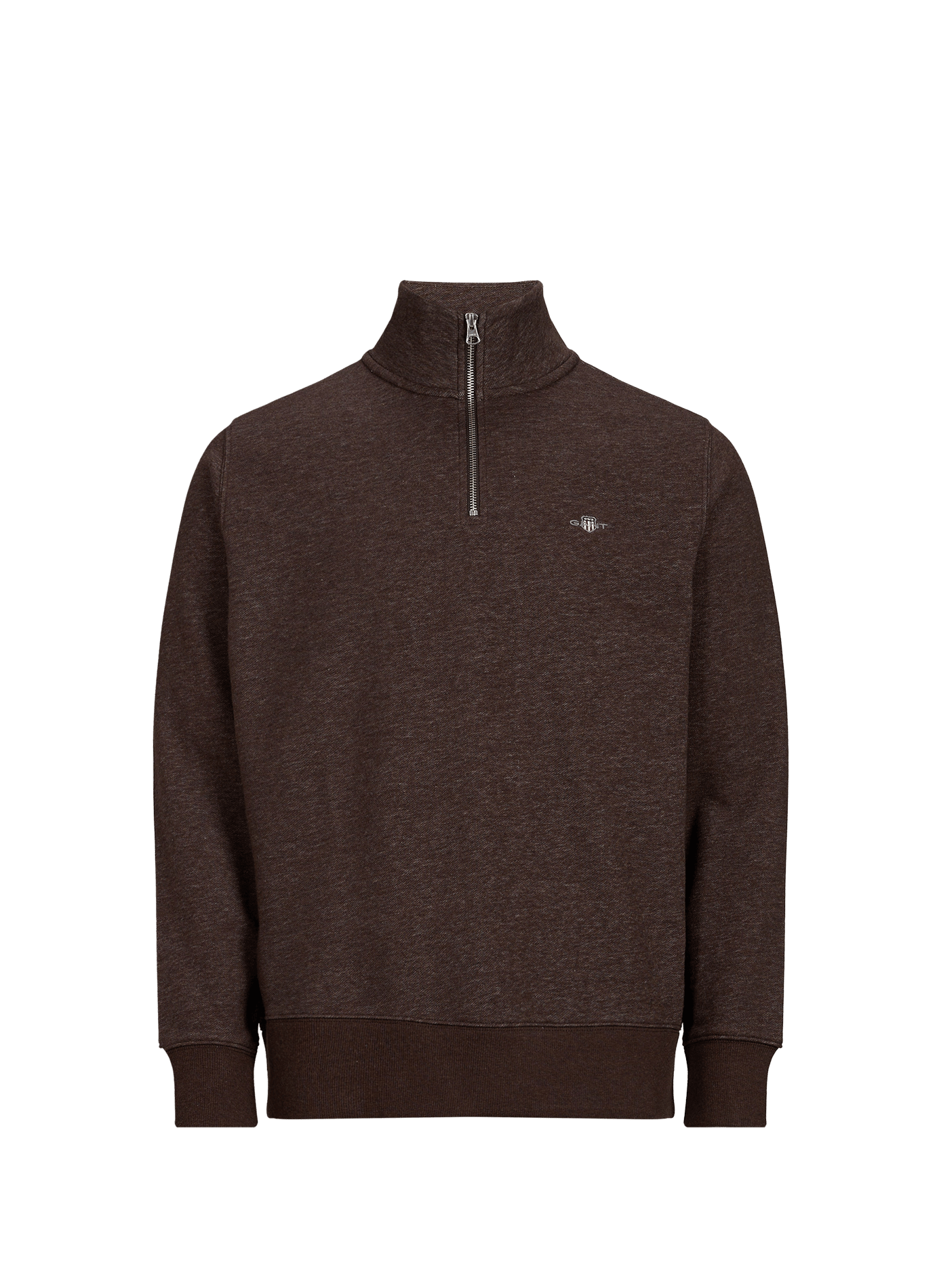Zip-neck cotton-blend sweatshirt GANT Brown