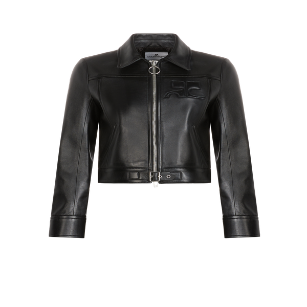 Courrèges Lambskin Leather Jacket In Black