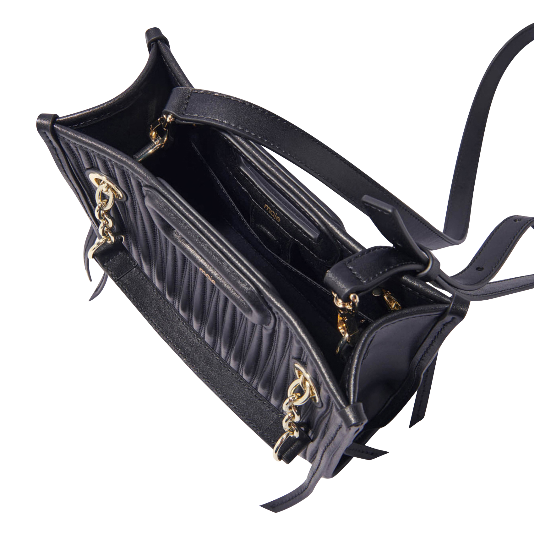 Sac bandoulière en cuir m cabas mini MAJE Noir