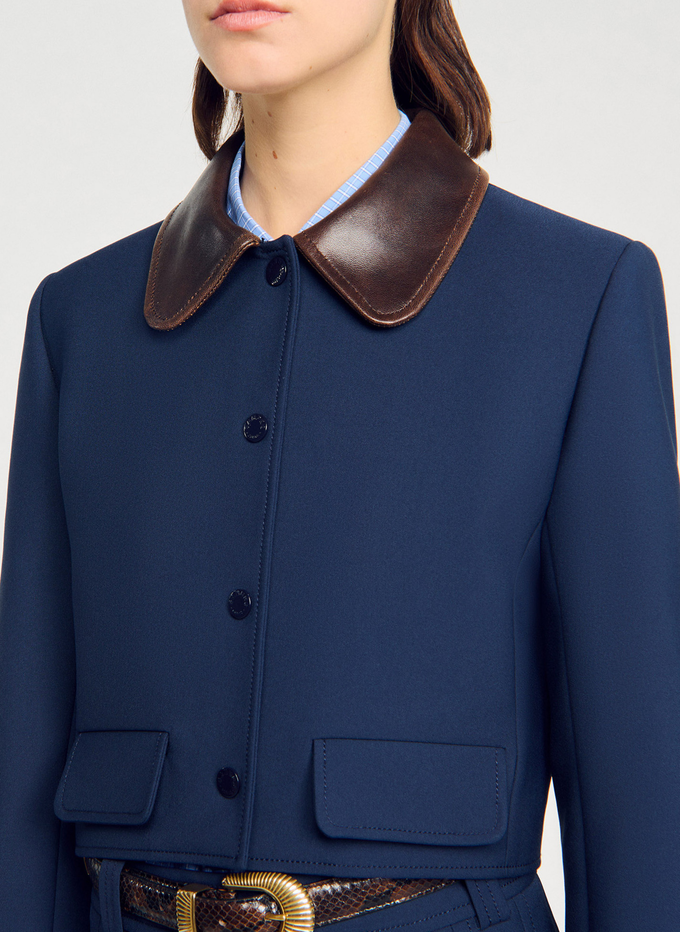 Veste droite col classique SANDRO Bleu