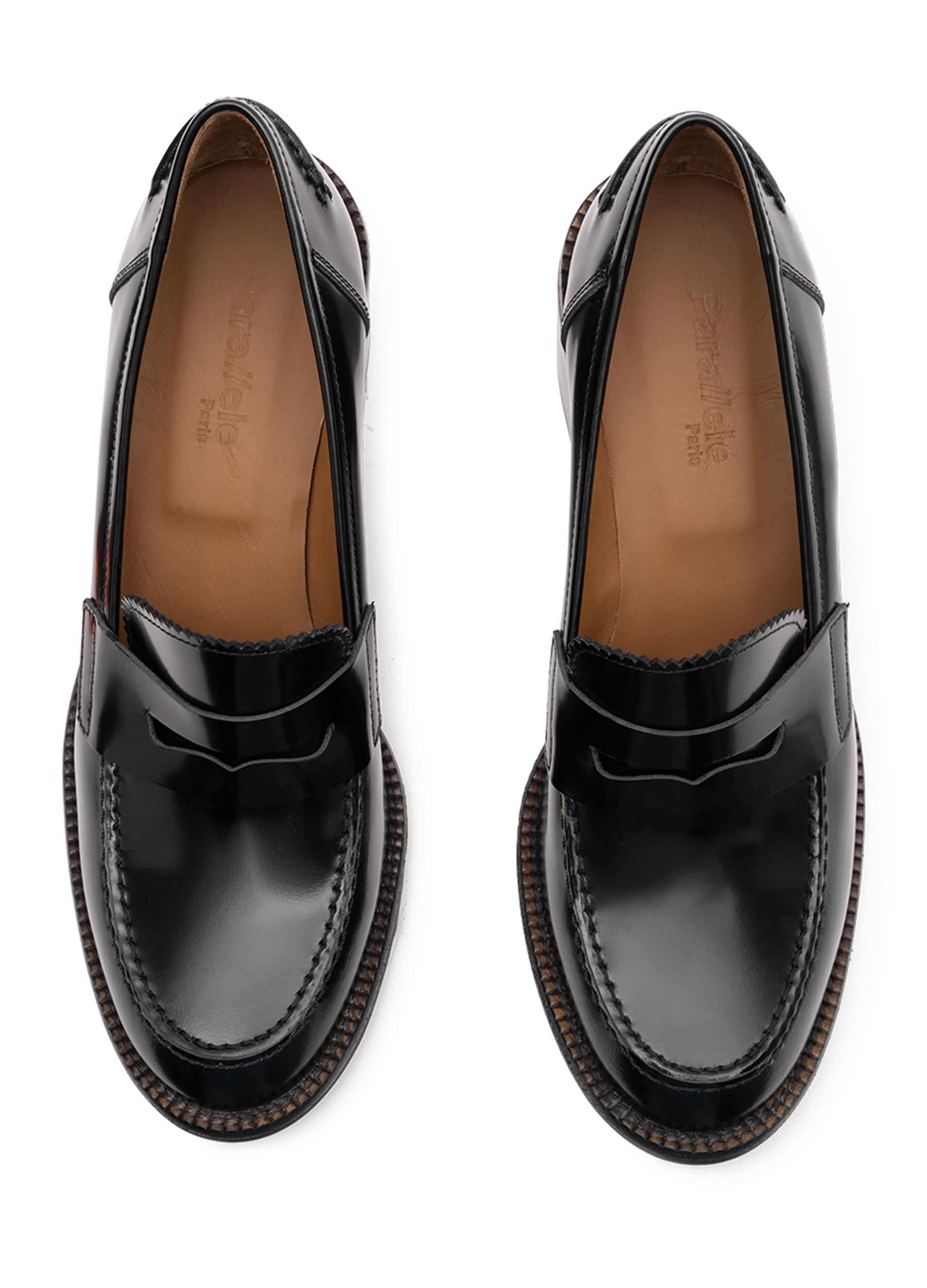 Mocassins oxford en veau brossé PARALLELE Noir