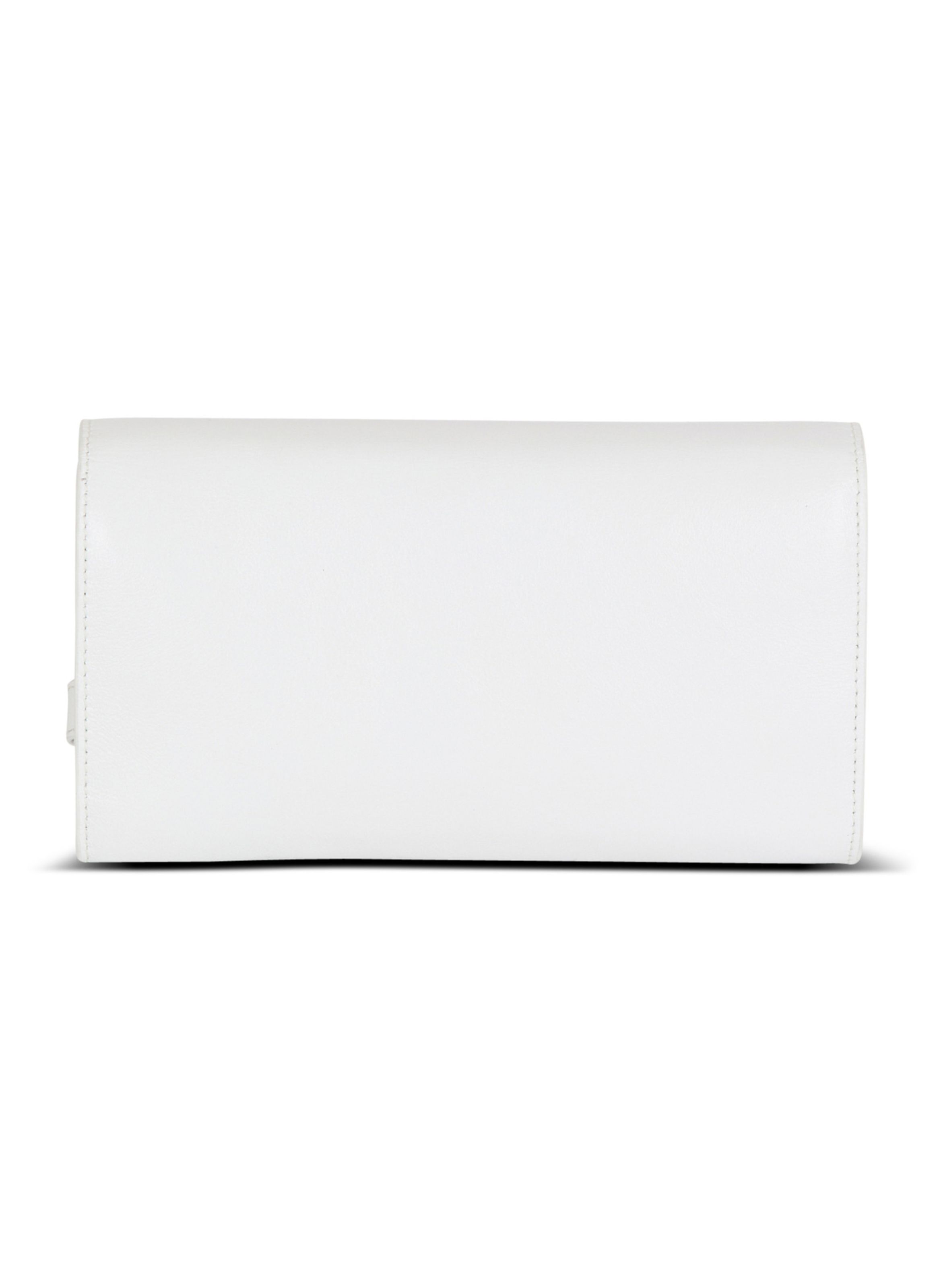 Portefeuille shuffle à chaîne en cuir de veau BALMAIN Blanc