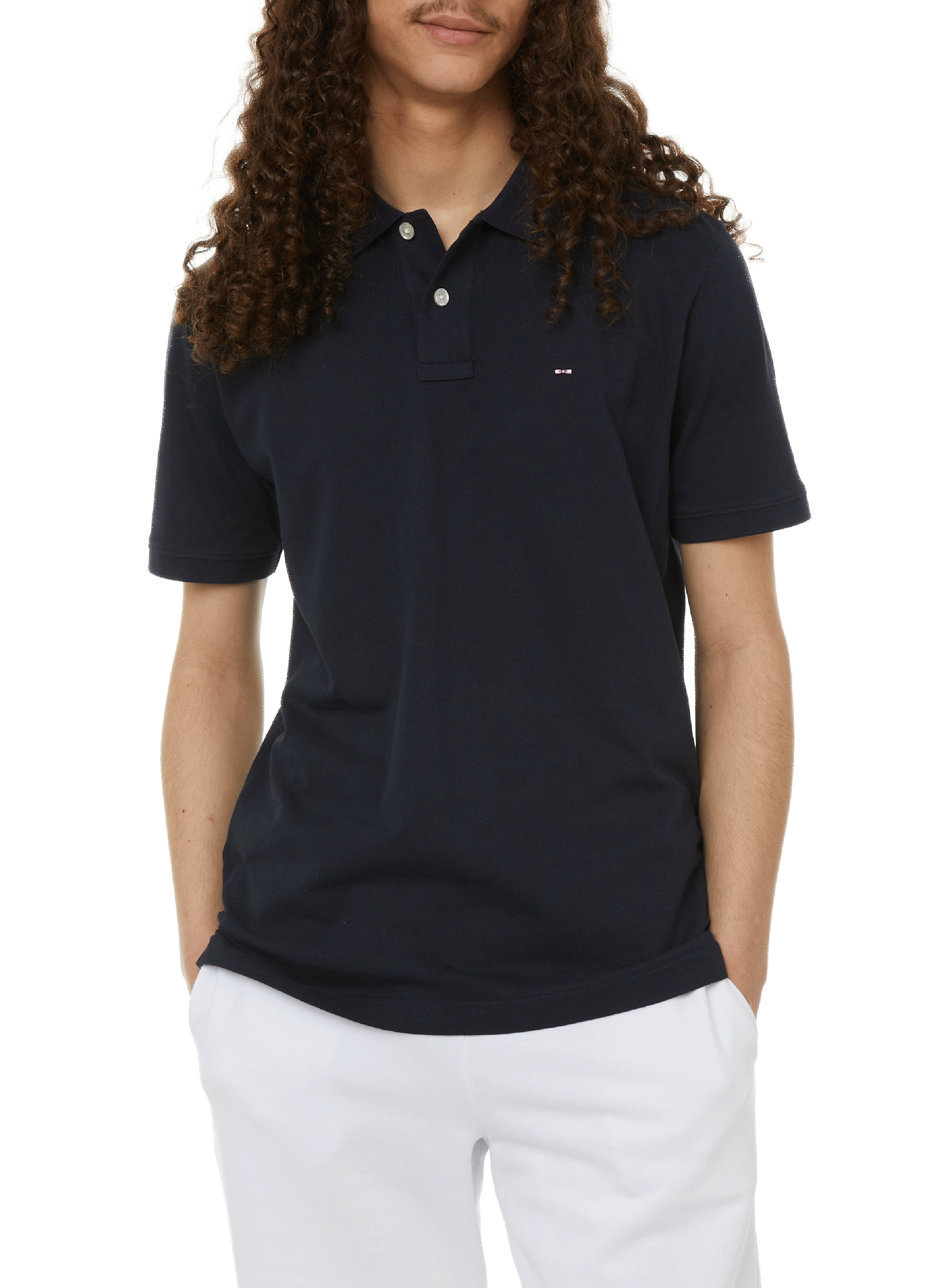 EDEN PARK Plain cotton piqué polo shirt Blue