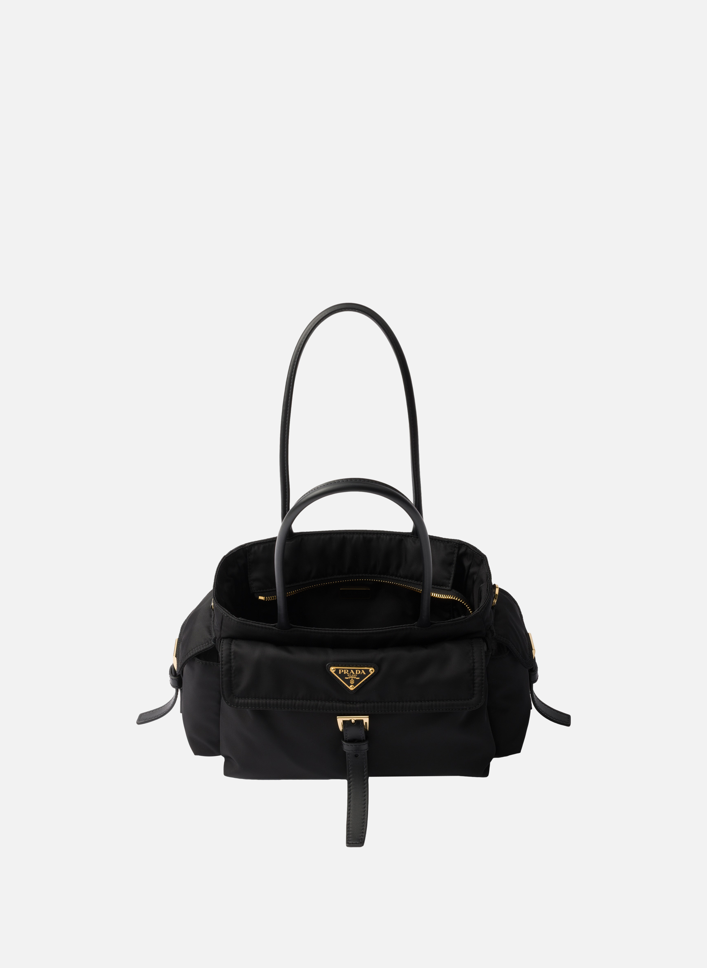 Sac cabas moyen prada explore en re-nylon et cuir PRADA Noir