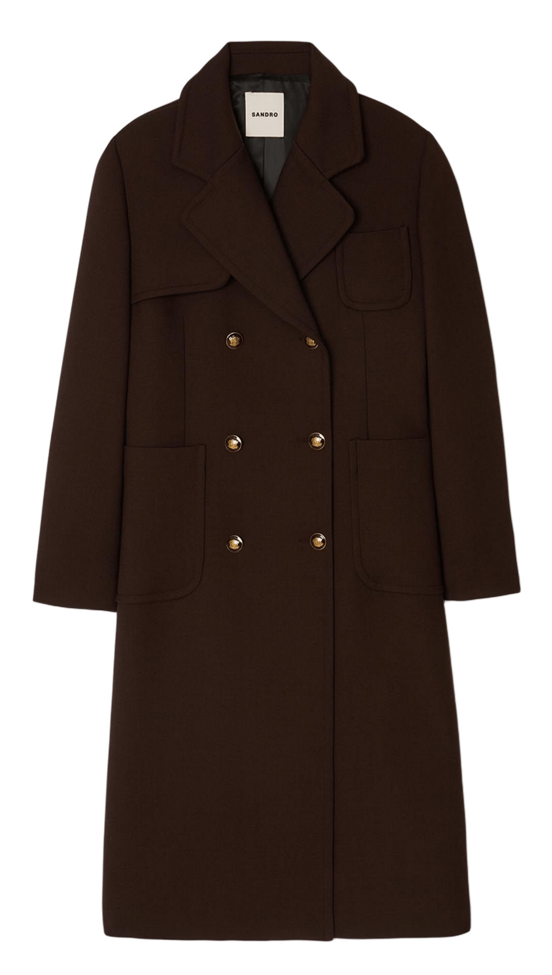 Manteau col tailleur SANDRO Marron