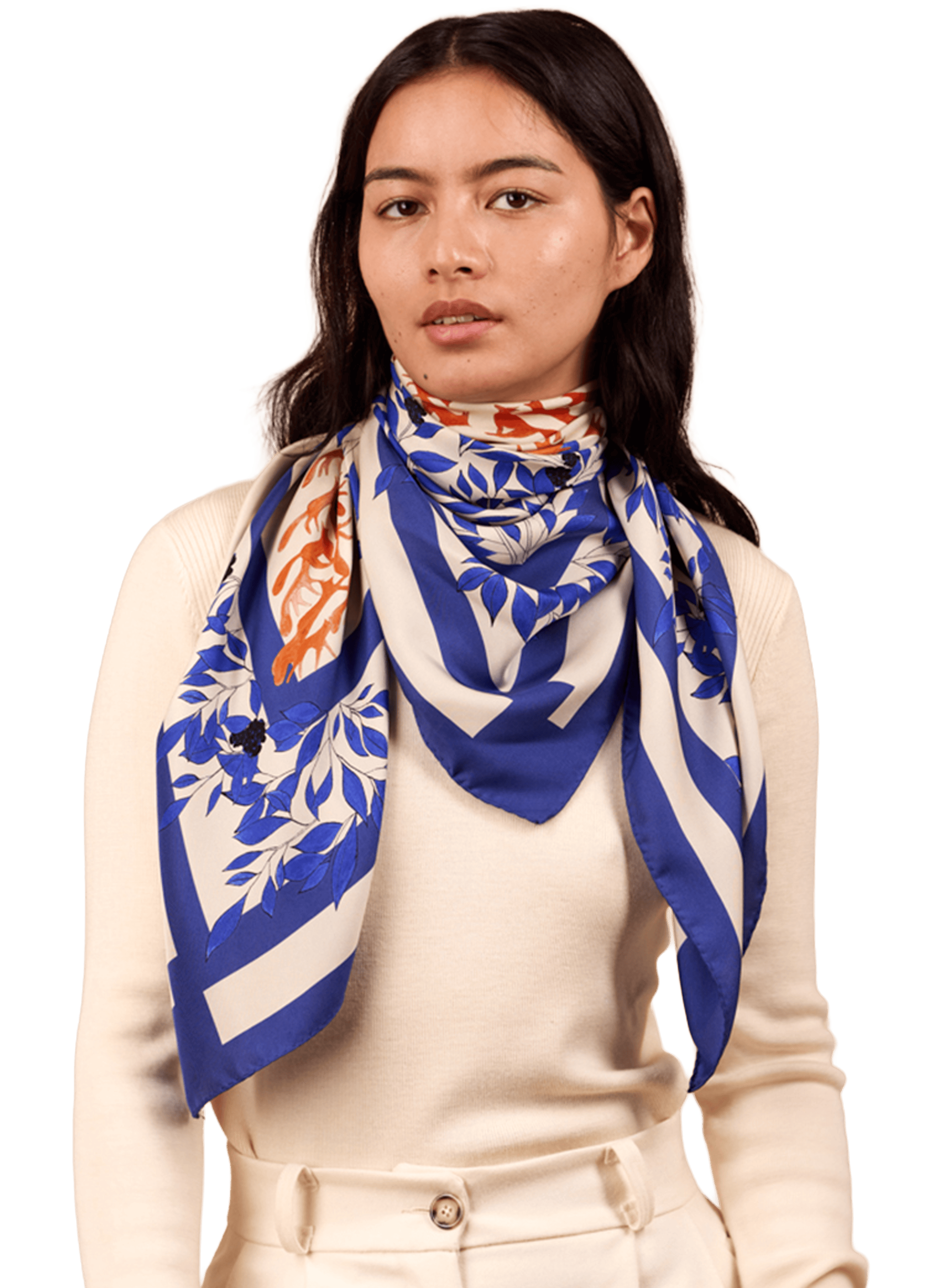 Pas de deux - Carré 90 imprimé en soie PETITJEAN PARIS Multicolore