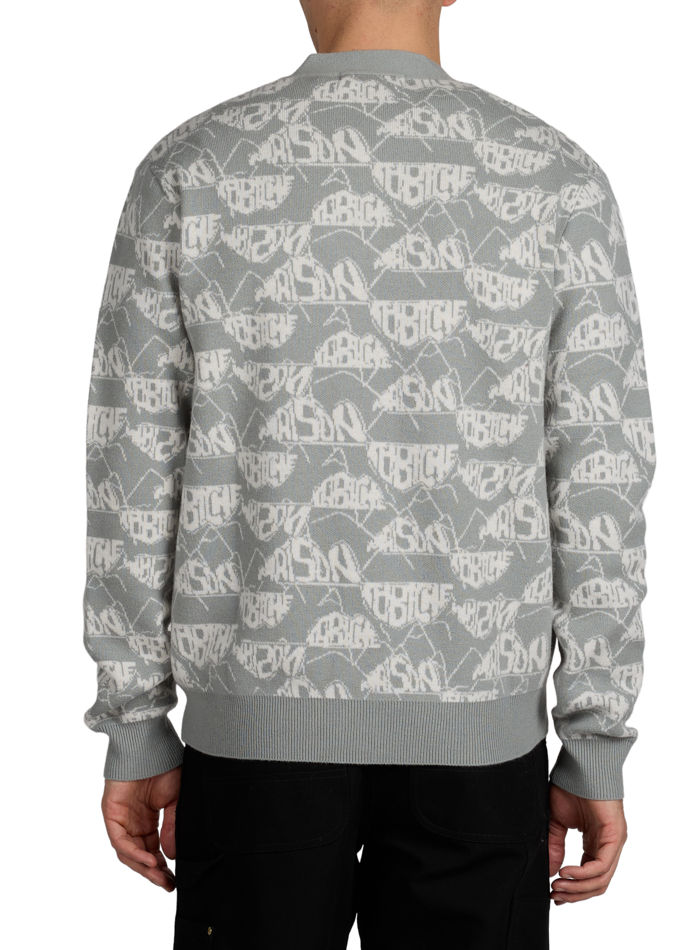 Cardigan logotypé en laine MAISON LABICHE Gris