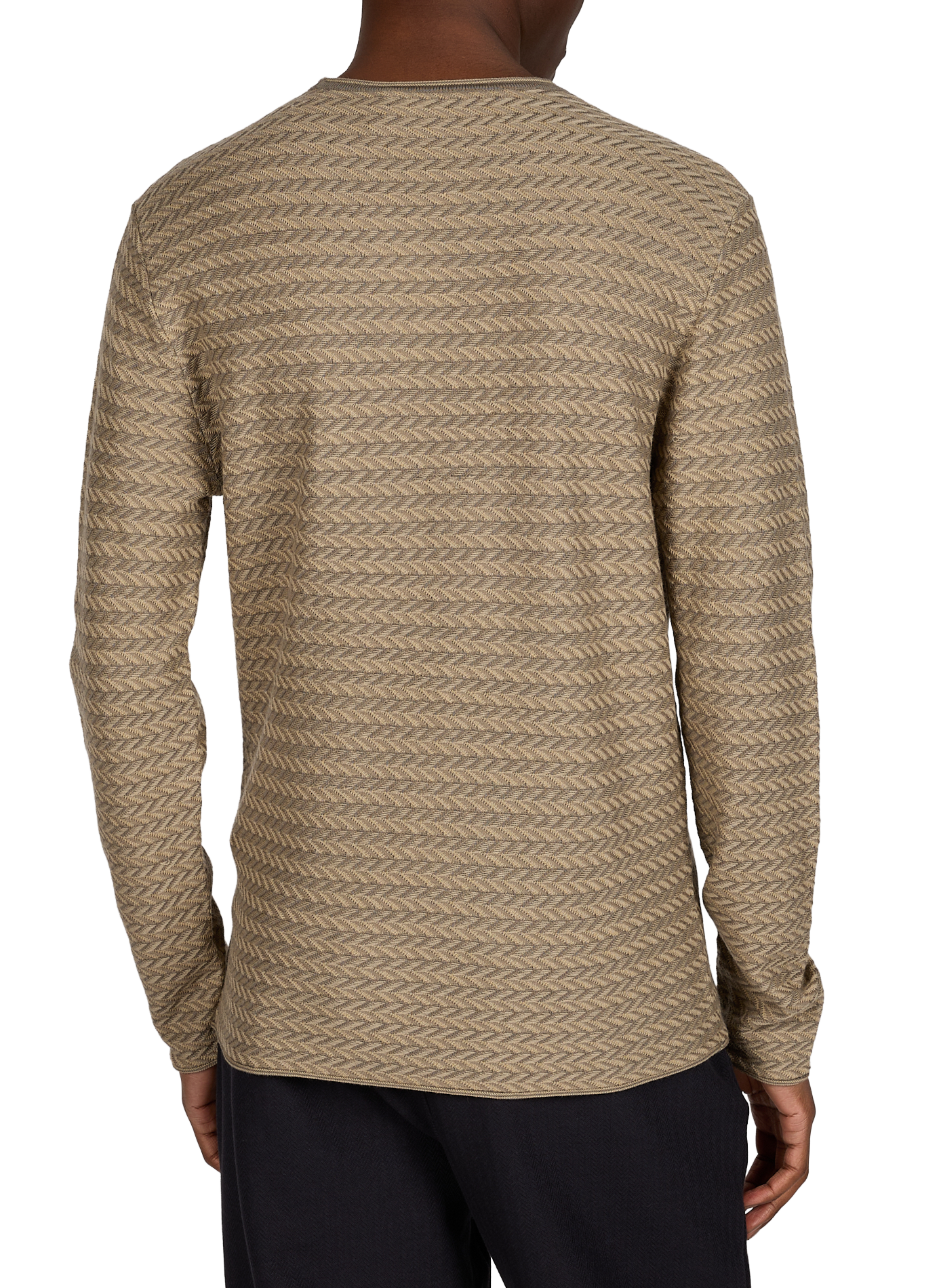 Round neck sweater with virgin wool pattern EMPORIO ARMANI Beige
