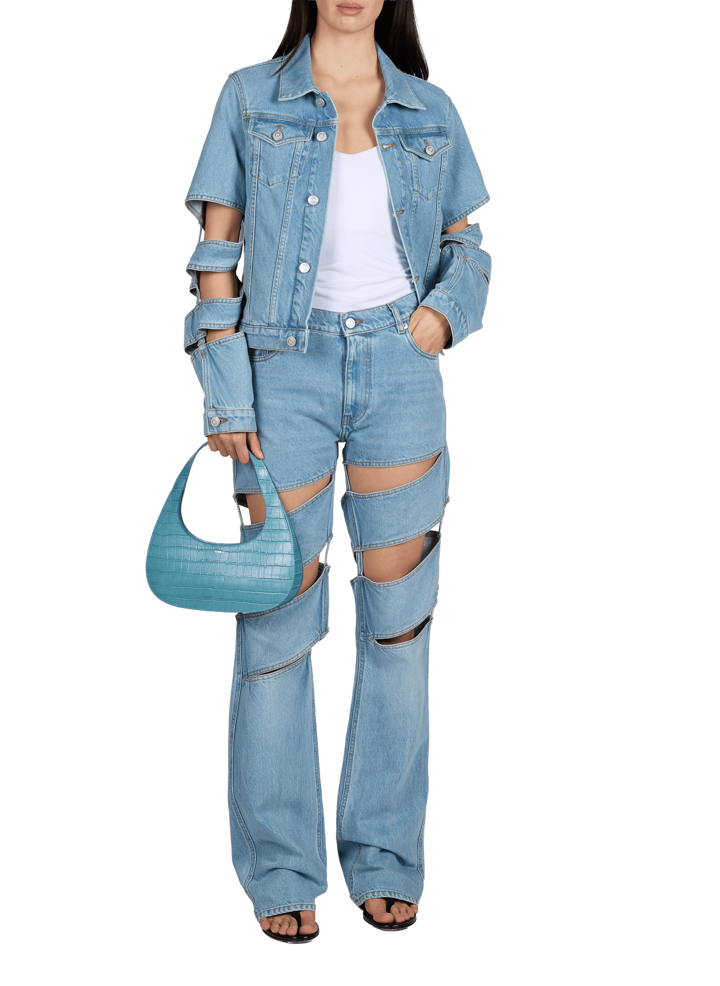 Denim jacket with distressed cotton sleeves COPERNI Blue