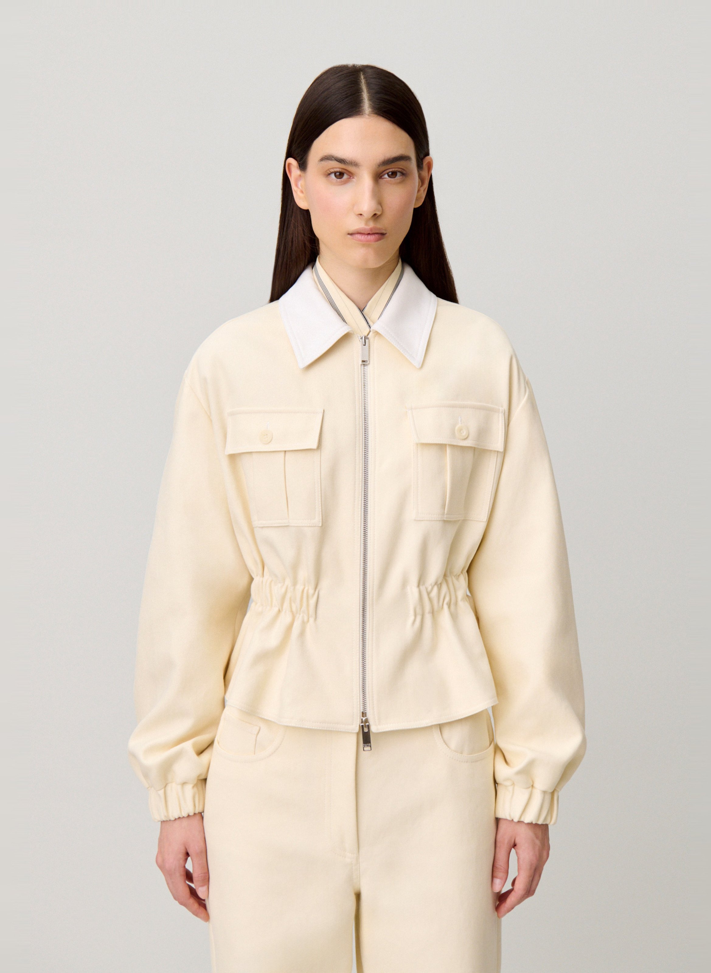 Blouson cintrée en coton CLAUDIE PIERLOT Beige