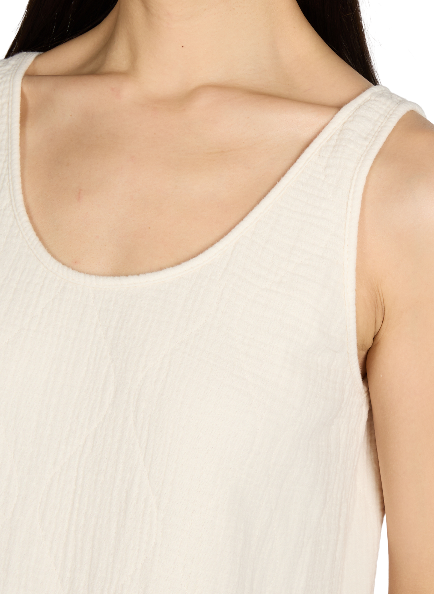 Dress Clevland with round neckline in quilted cotton AOKYANOS Beige