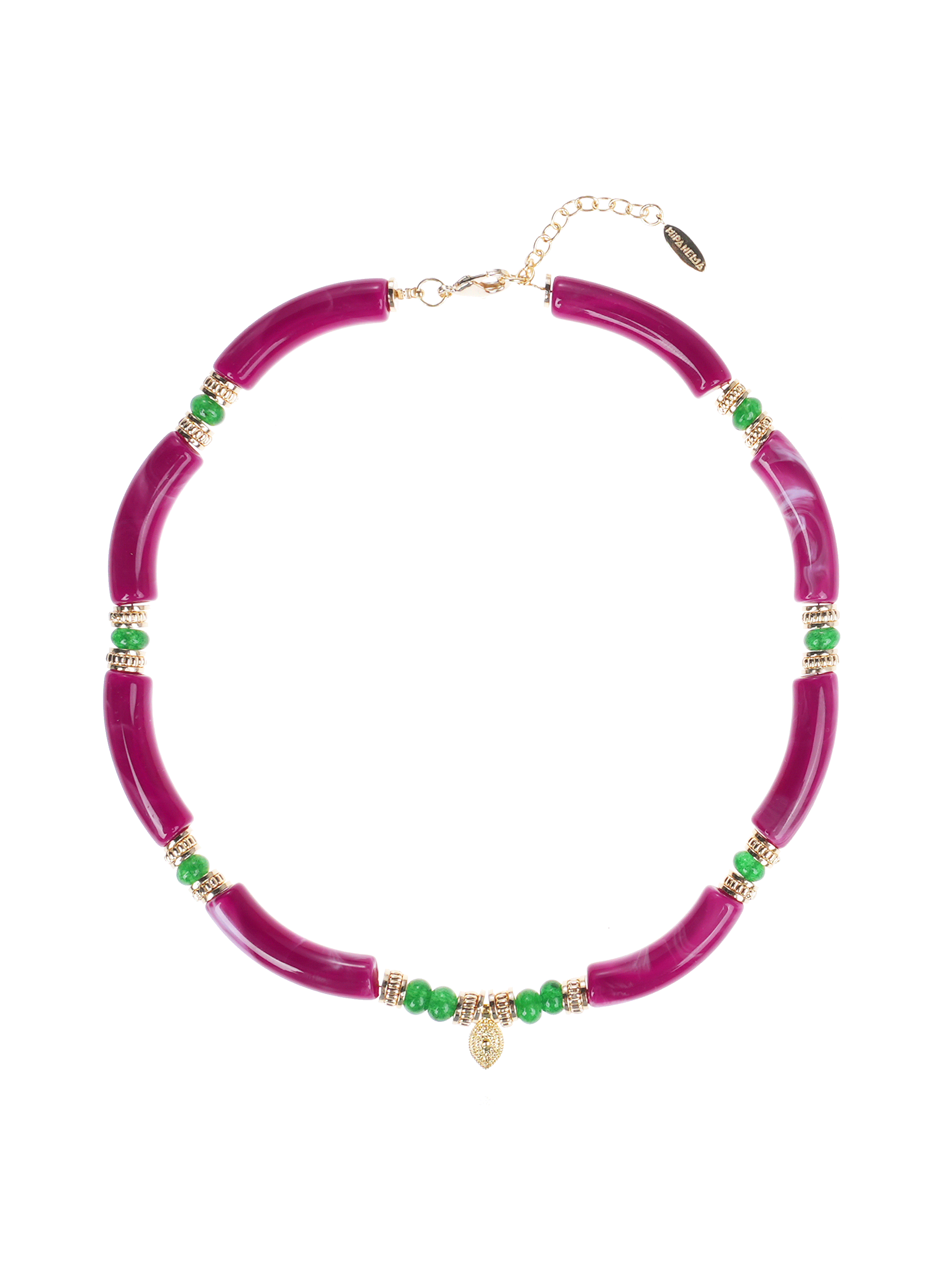 Collier de perles et pampilles berbere HIPANEMA Violet