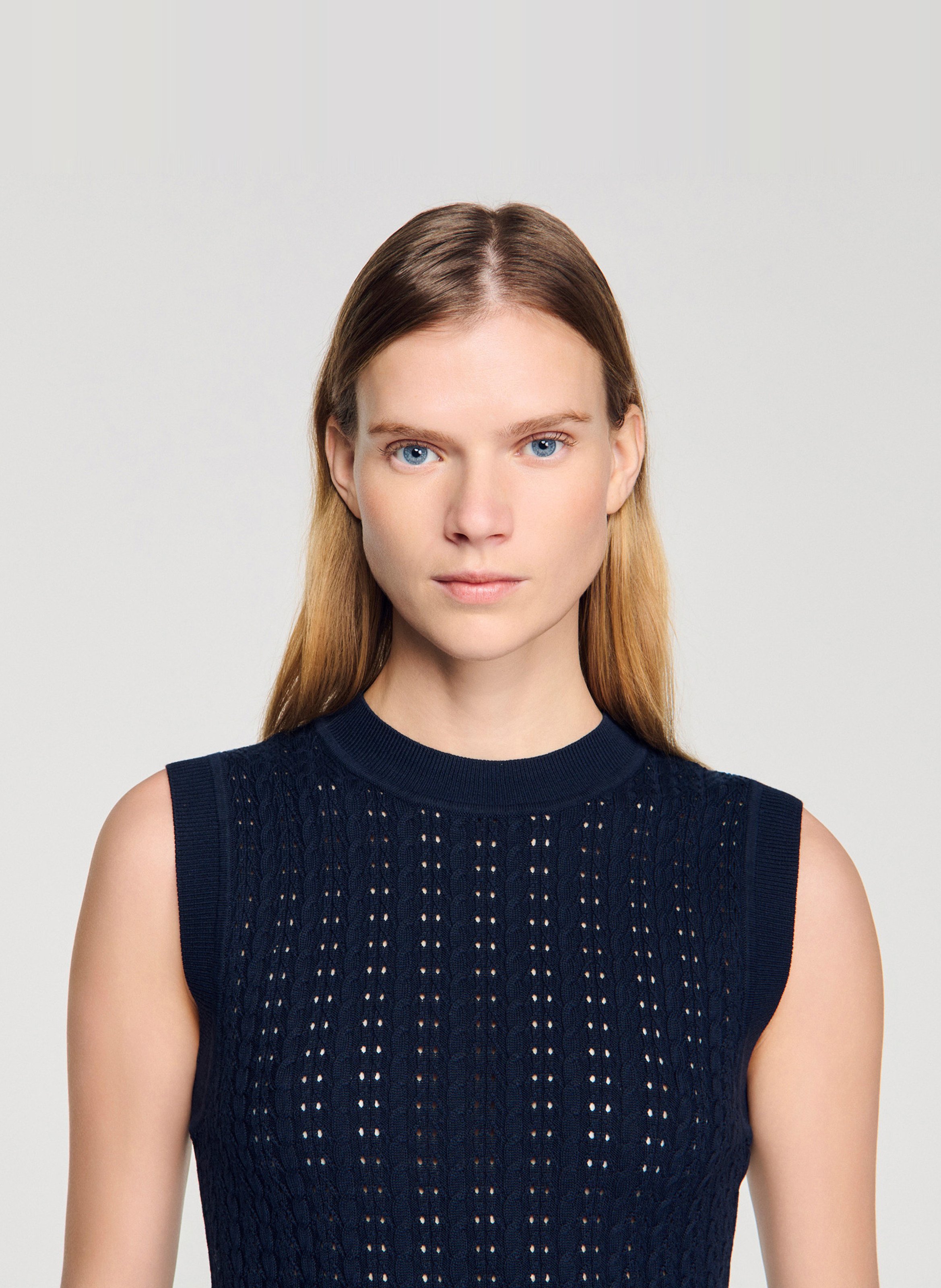 Pull col rond SANDRO Bleu